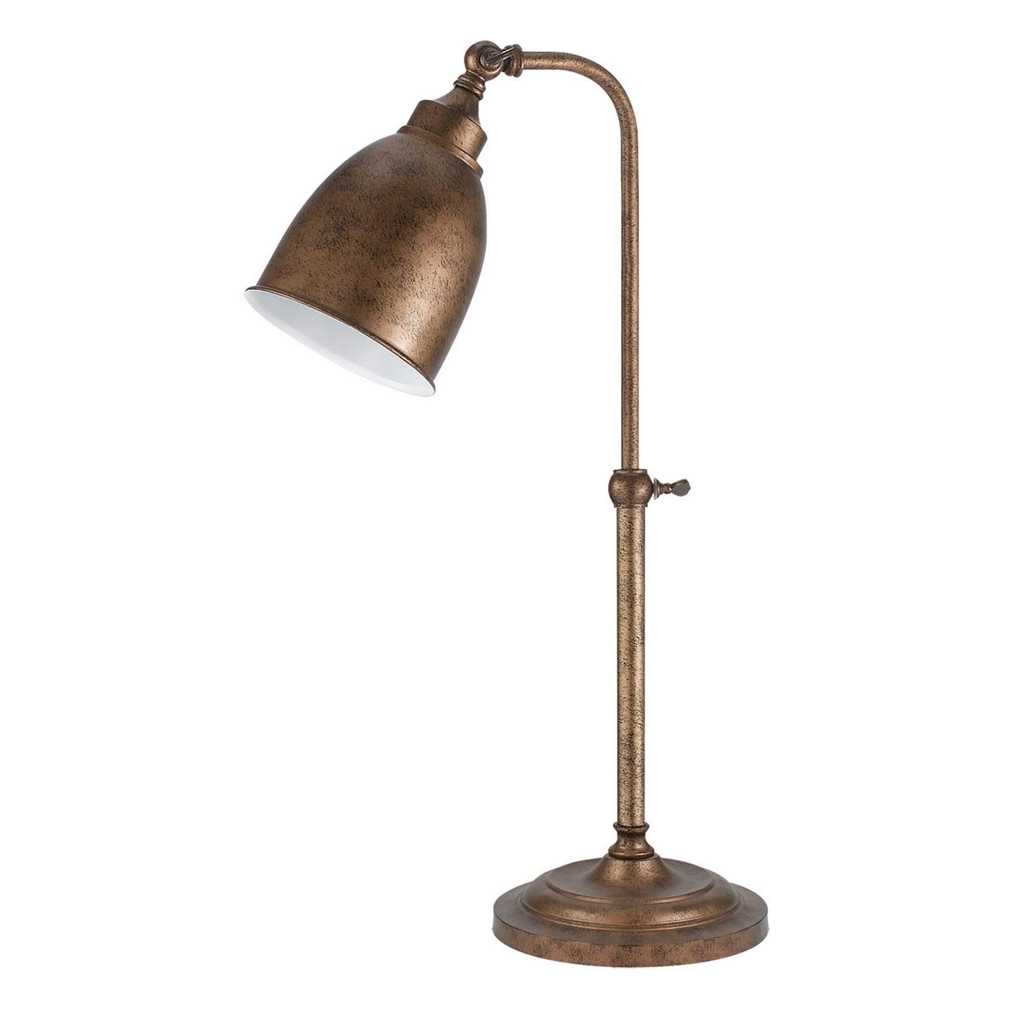 Benjara Metal Round 25" Table Lamp With Adjustable Pole, Bronze