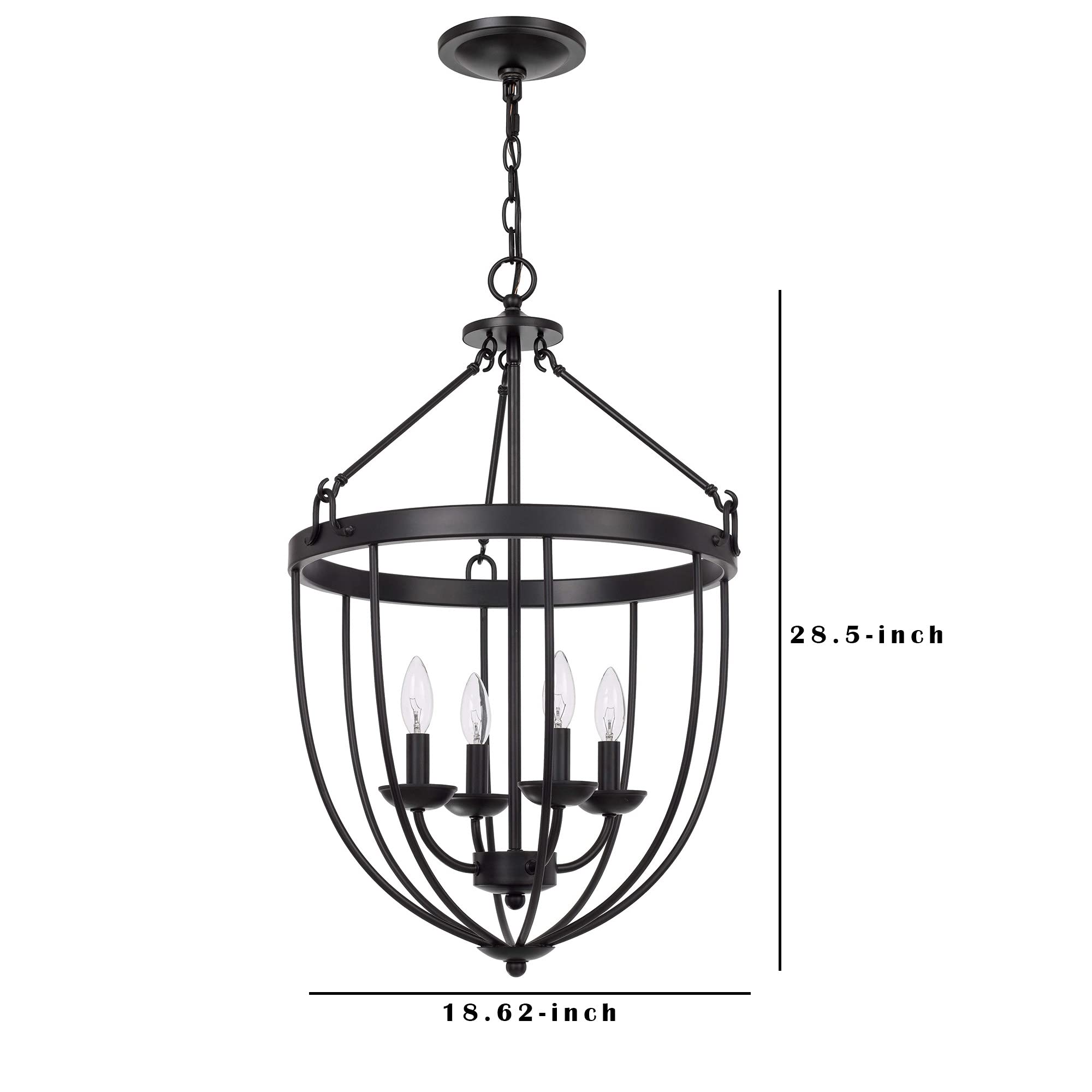 Benzara BM241879 Chandelier with Metal Bird Cage Pendulum Design Black