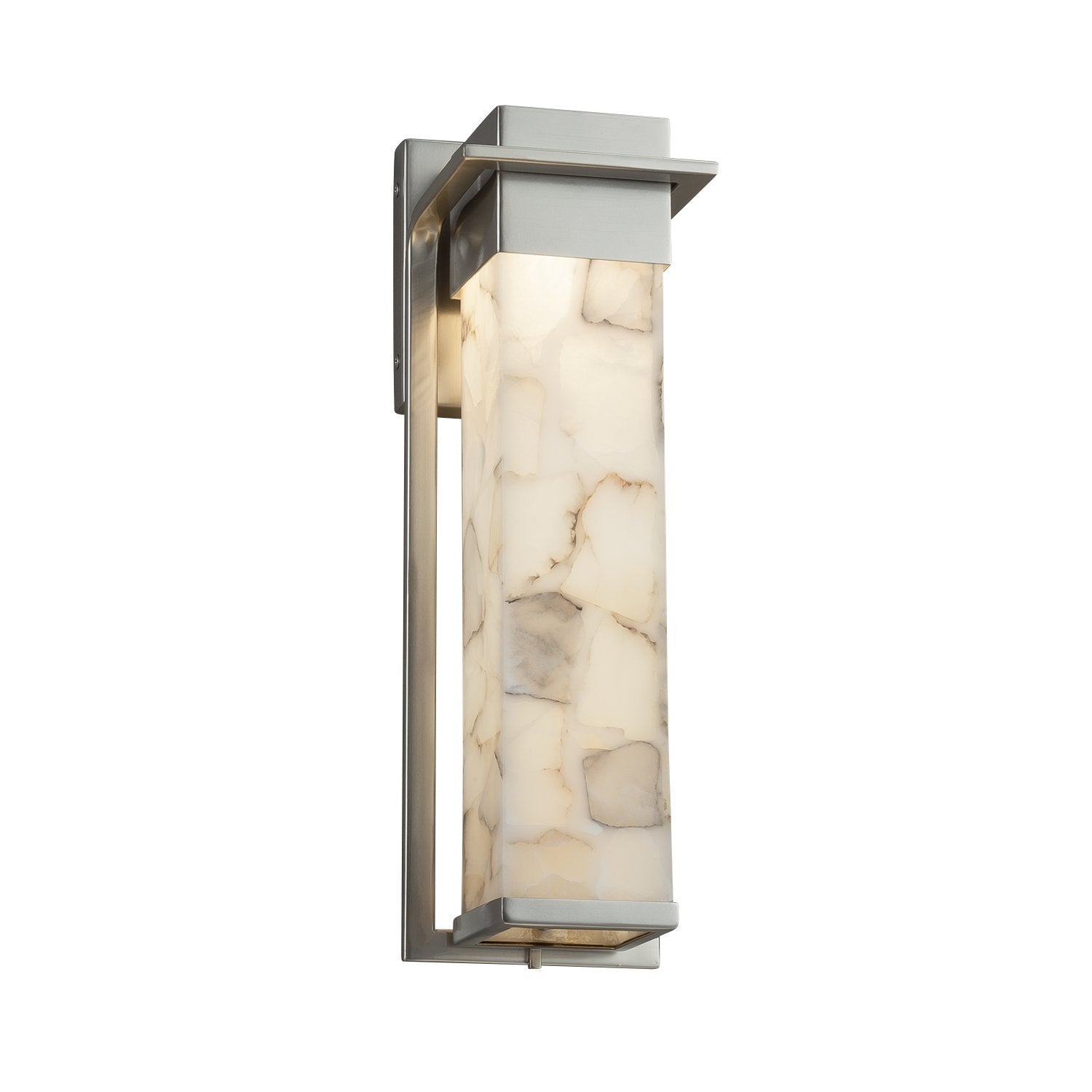 Alabaster Rocks! - Pacific Large LED Outdoor Wall Sconce with Alabaster Rocks Shade - Brushed Nickel Finish