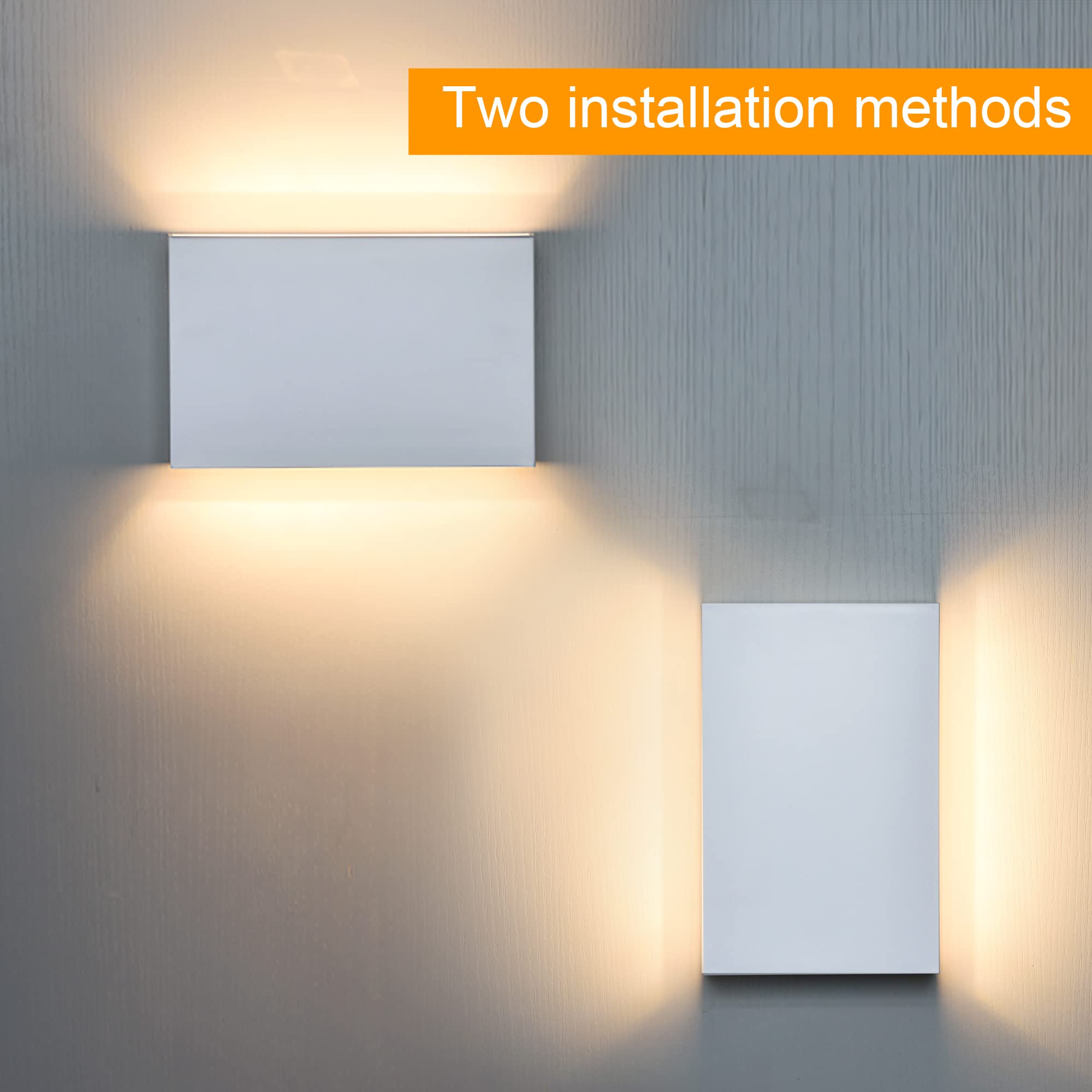 FUDESY LED Wall Sconce, Modern Indoor/Outdoor Lighting, 3000K Warm White, Plastic, 2-Pack, White