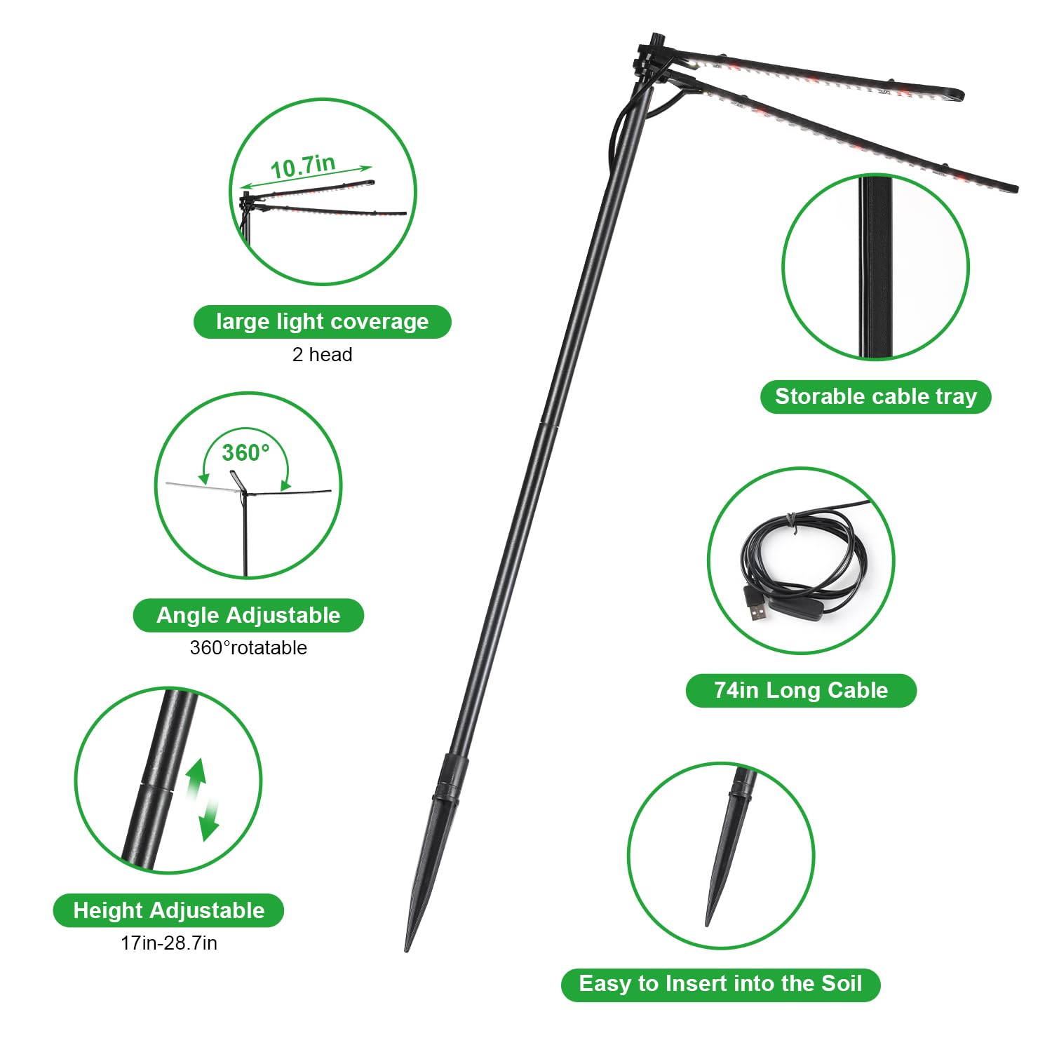 Bodkar Plant Grow Light, Plant Lamp For Indoor Plants Growing, 6000K White Red Light For Succulents Mini Small Plants Growth (Without Timer/Dimming)