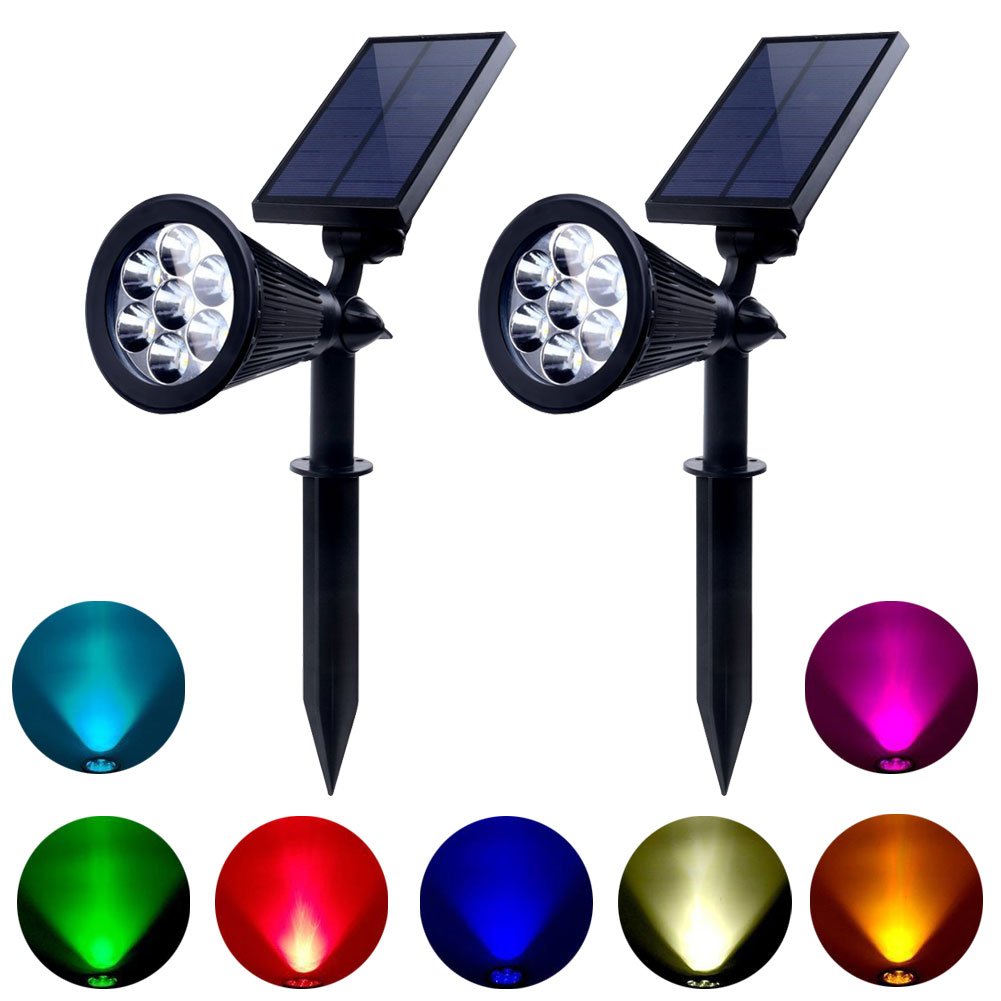 Solar Lights Outdoor Colored Waterproof 7 LED Color Changing Solar Spot Lights Landscape Spotlight for Yard Garden Patio Lawn 2
