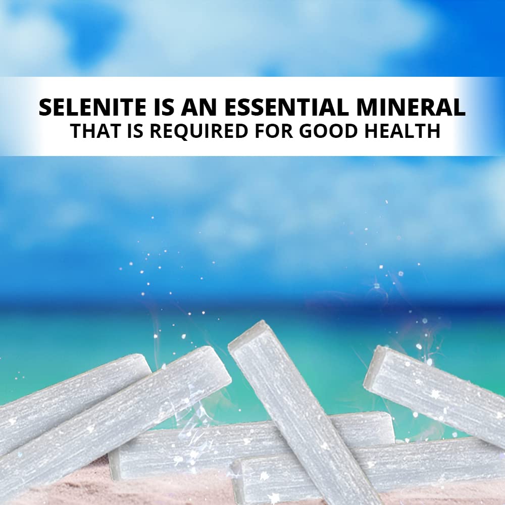 Himalayan Glow Selenite Crystal Sticks - 2 Lbs, White, Model 1031, Healing Stones, Tourmaline, Chakra Stone