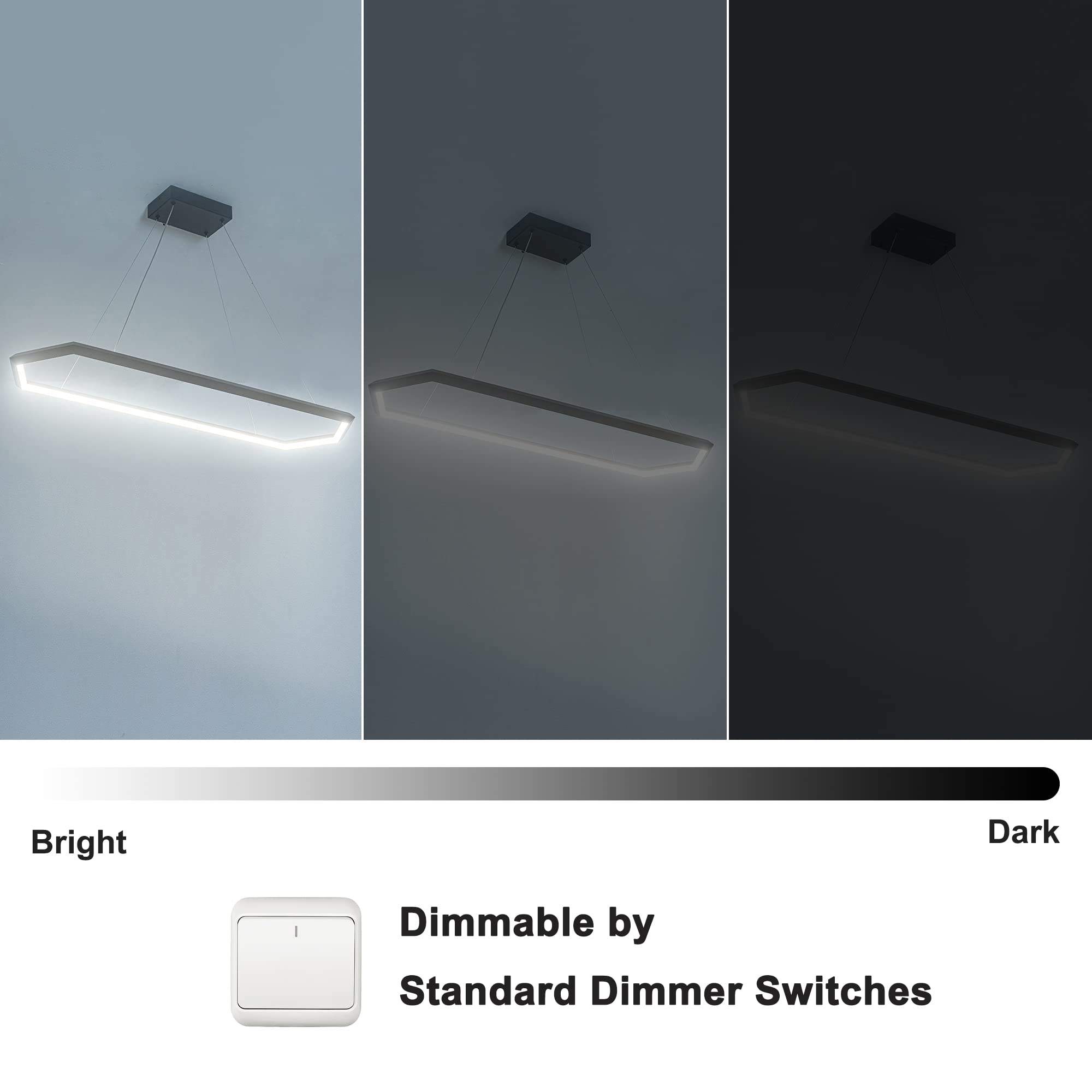 Welaki Black Led Pendant Light Fixture, Dimmable Led Pendant Light Kitchen Island, 6000K Adjustable Hanging Lamp For Kitchen Isl