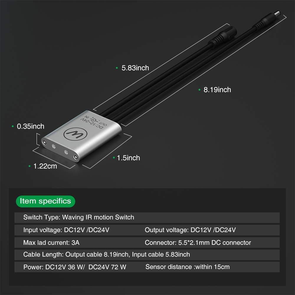 Sensky 12V 24V Dc Hand Waving On/Off Sensor Switch Touchless Wave Motion Activated Sensor For Led Cabinet Light, Led Strip Light