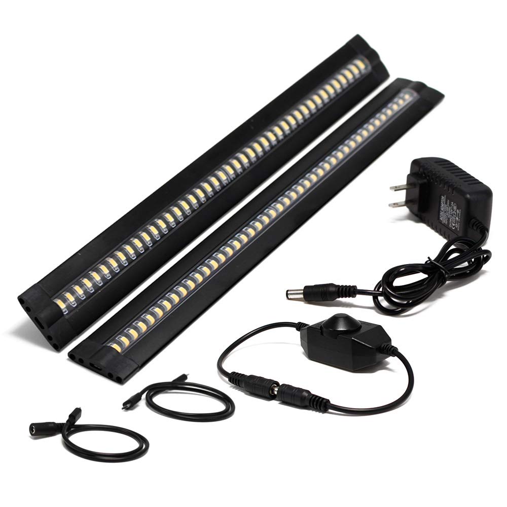 LEDLightsWorld 13in LED Under Cabinet Lighting, Dimmable Warm White, Aluminum, Model WW-2, Black, 12V 10W