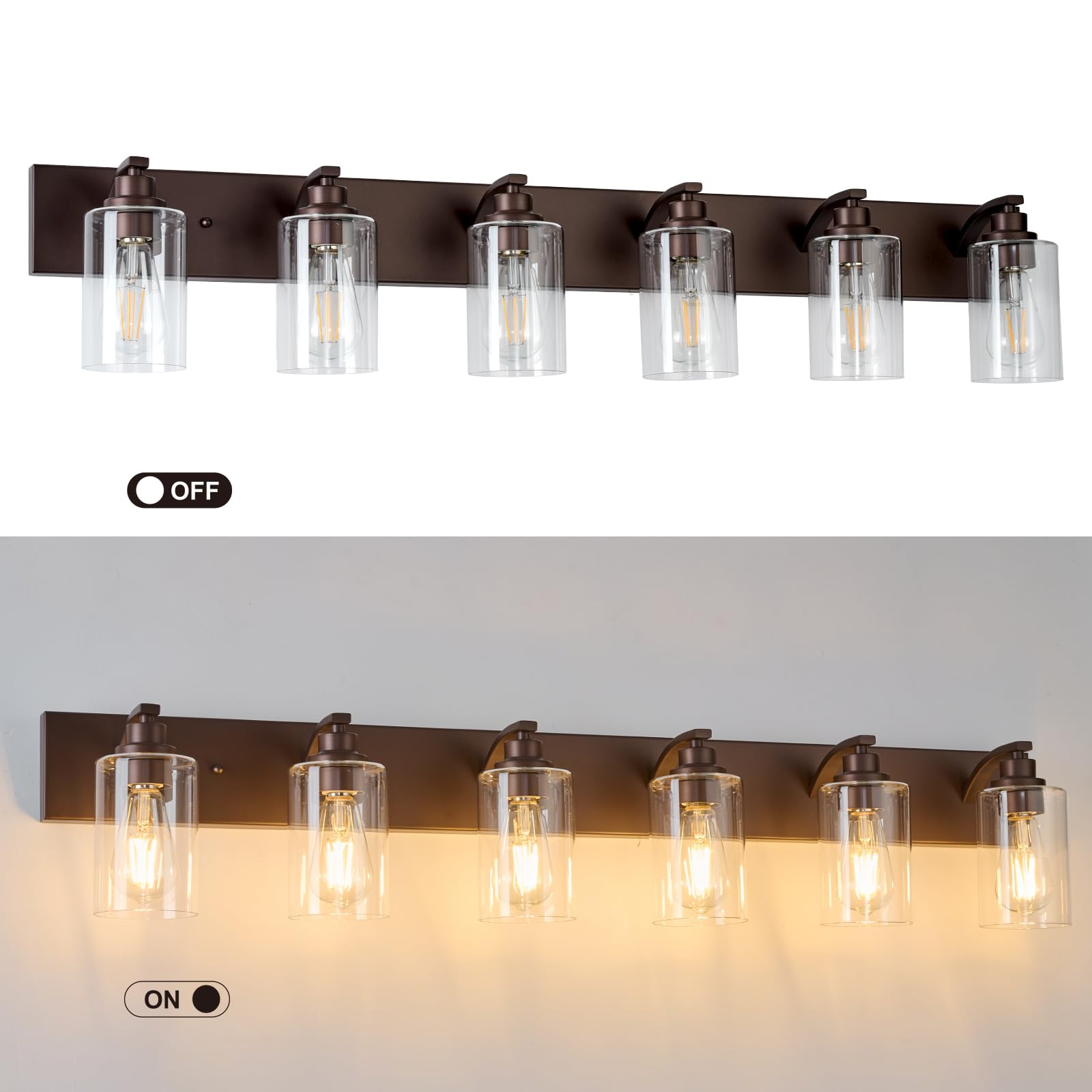 Alaislyc 6-Light Bathroom Light Fixtures Modern Orb Vanity Lights For Bathroom Lighting Fixtures Over Mirror With Clear Glass Shade For Cabinet Mirror Bedroom Hallway
