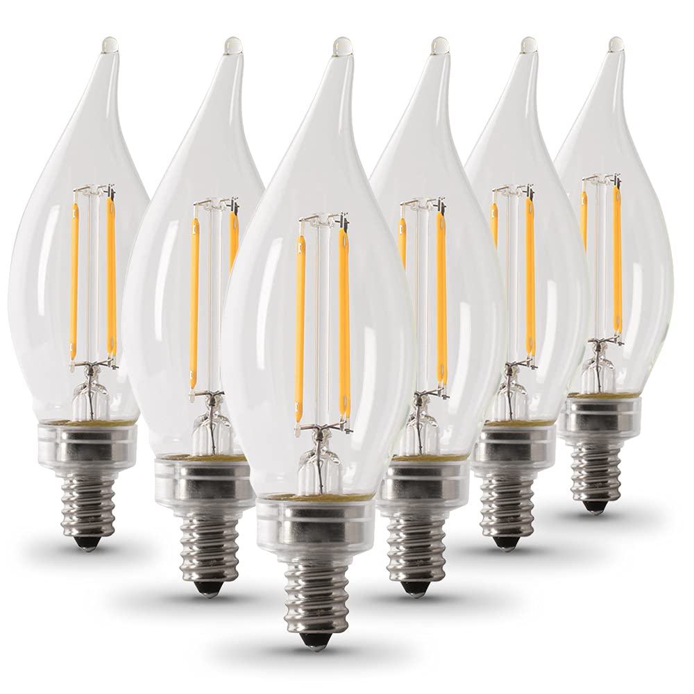 Feit Electric 60-Watt Equivalent Ca10 Led Light Bulb, Dimmable Enhance Glass Candelabra Filament, 500 Lumens, 13 Yrs. Lifetime,