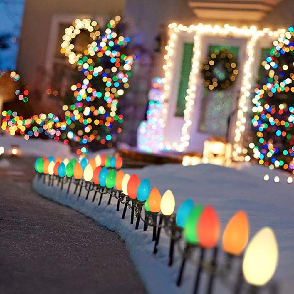 Doratale C9 25Ft Multicolored Outdoor String Lights with 26 Ceramic Edison Bulbs - Vintage Decor for Christmas Party & Wedding