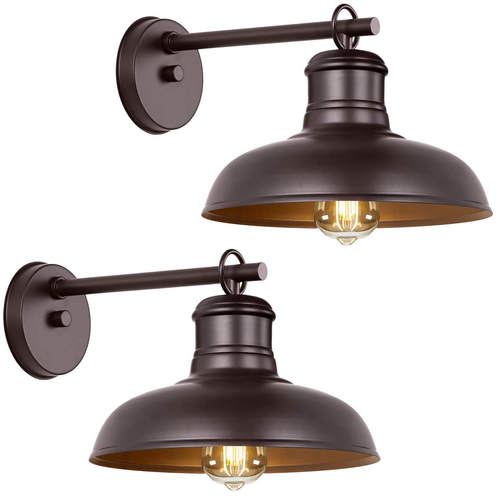 2-Pack Brown Wall Sconces, Farmhouse Exterior Barn Light Fixtures, Outdoor Wall Lights with E26 Socket, Anti-Rust Waterproof Ext