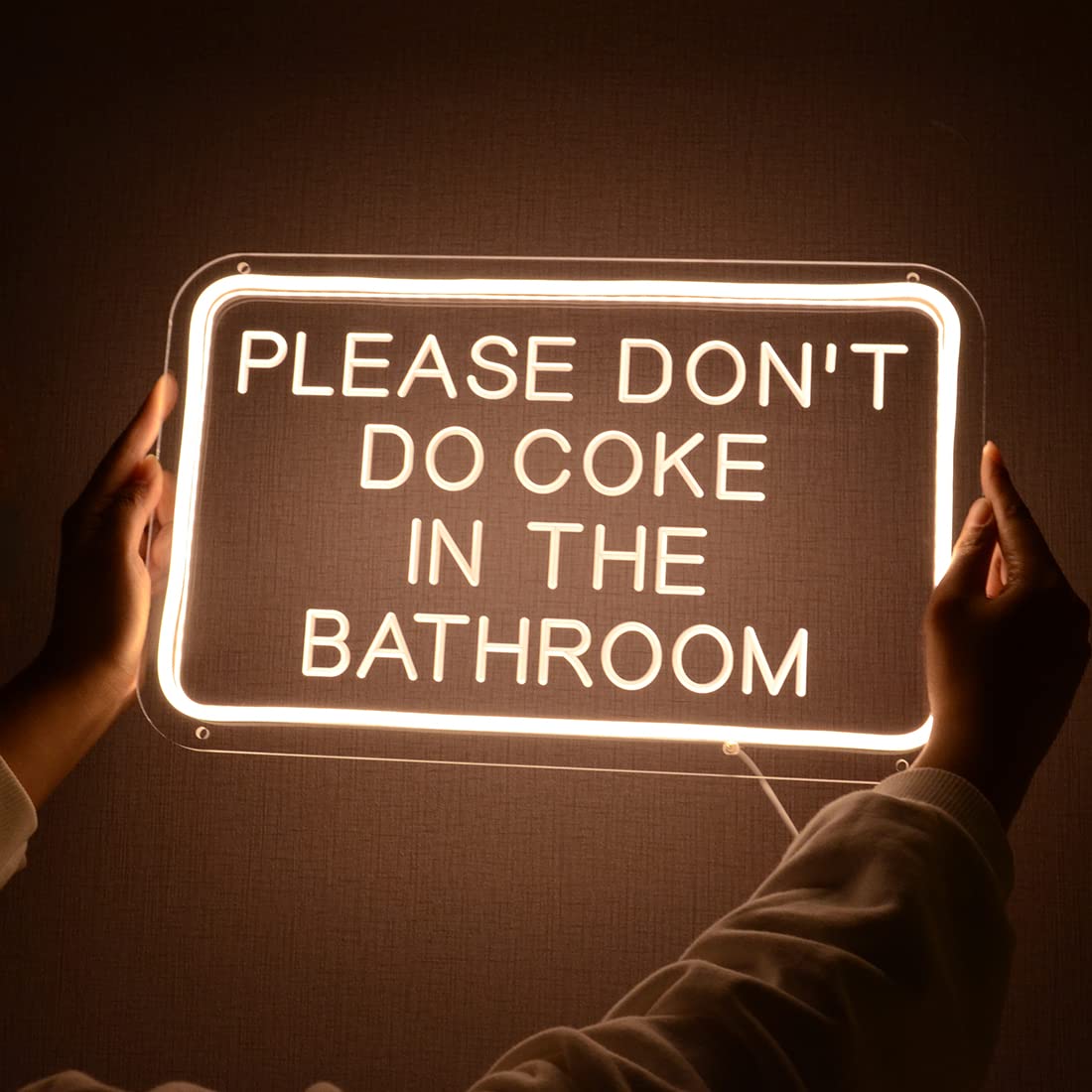 Planzo LED Neon Sign - Warm White Acrylic Wall Decor - 15.75in x 9.84in - Model PL5VPleasedontWarm - Perfect for Bedroom, Bathroom, Game Room