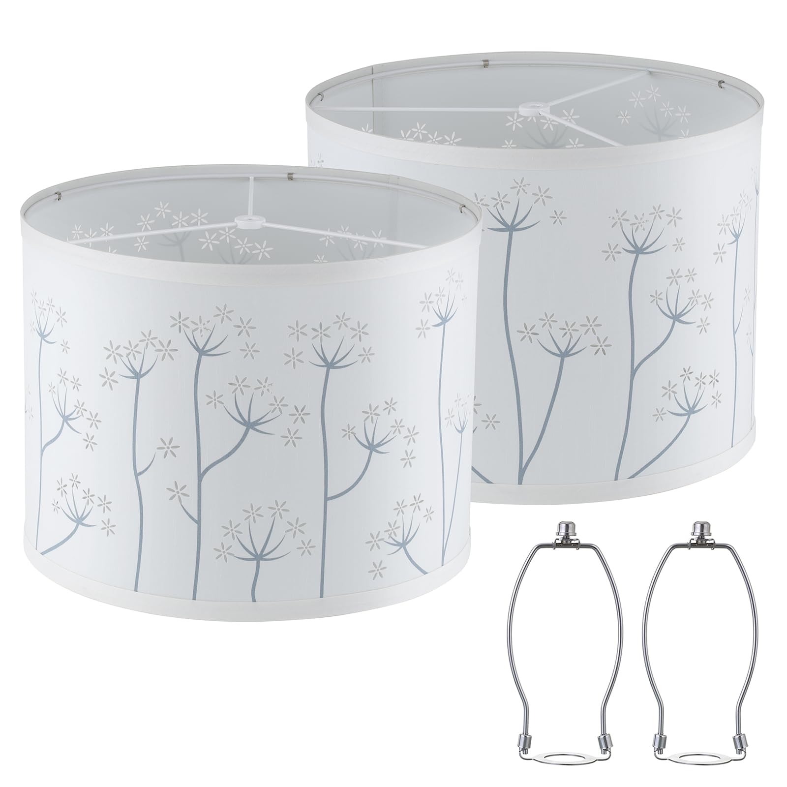 White Lamp Shades Set of 2, Drum Lampshades, Lampshade 10 Inches Height, Lampshades for Table Lamp, Floor Lamp, Pendant Light, L