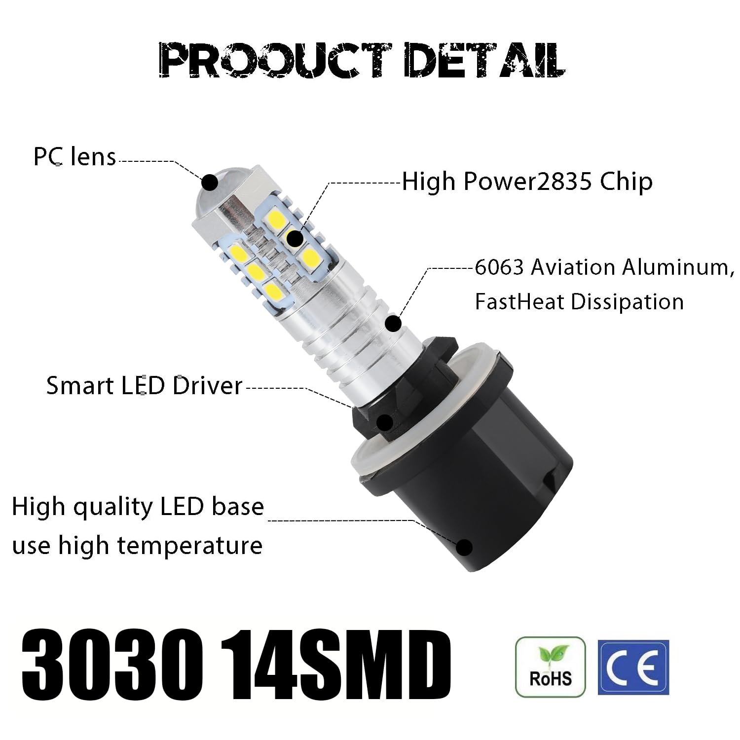 KISLED 880 LED Fog Light Bulb, Extremely Bright with Projector DRL, High Power 3030 Chips, 880 Size, Gold Yellow