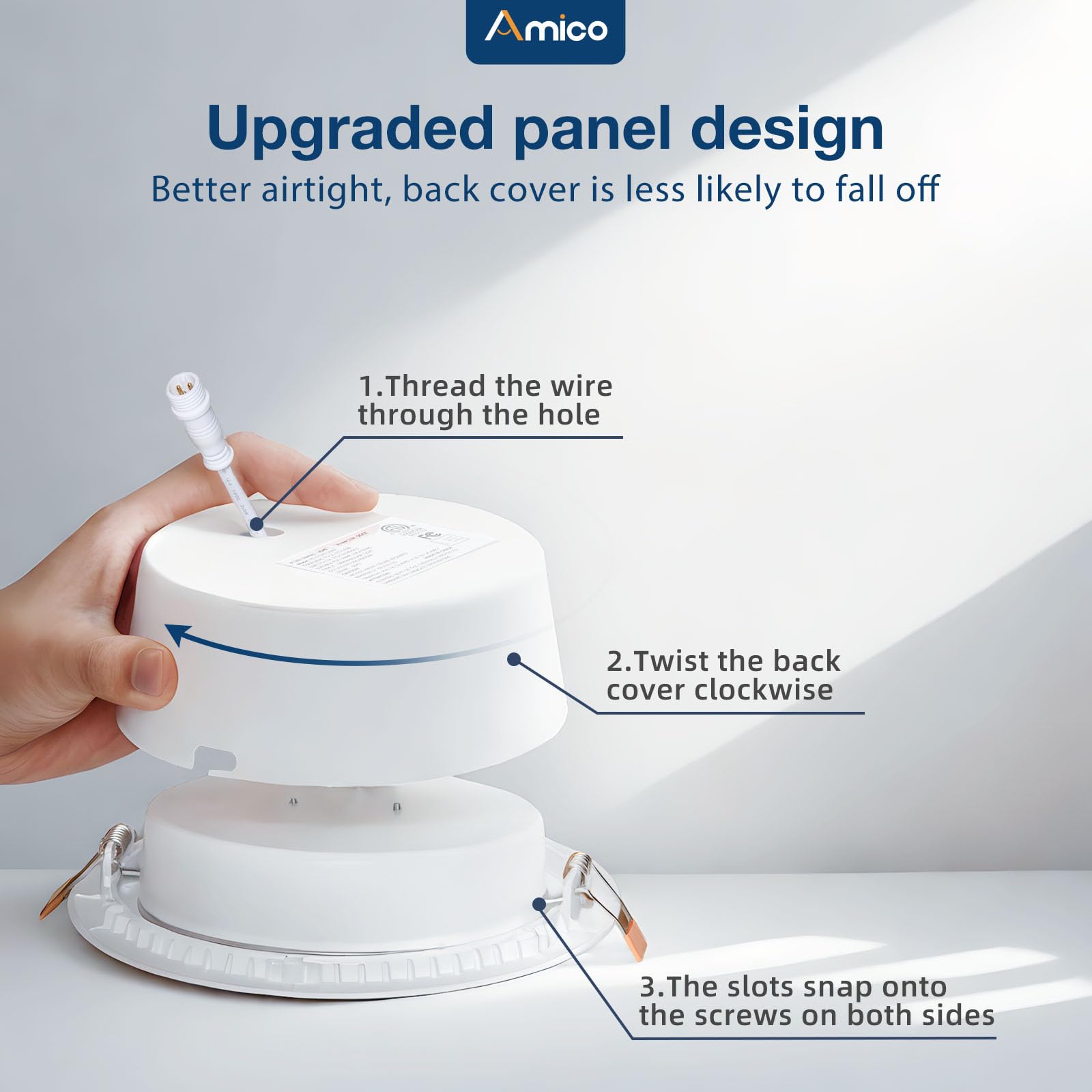 Amico 6 Pack 6 Inch Gimbal Led Recessed Lighting, 40 Tilt Adjustable Directional Canless Downlight, 2700K/3000K/3500K/4000K/5000