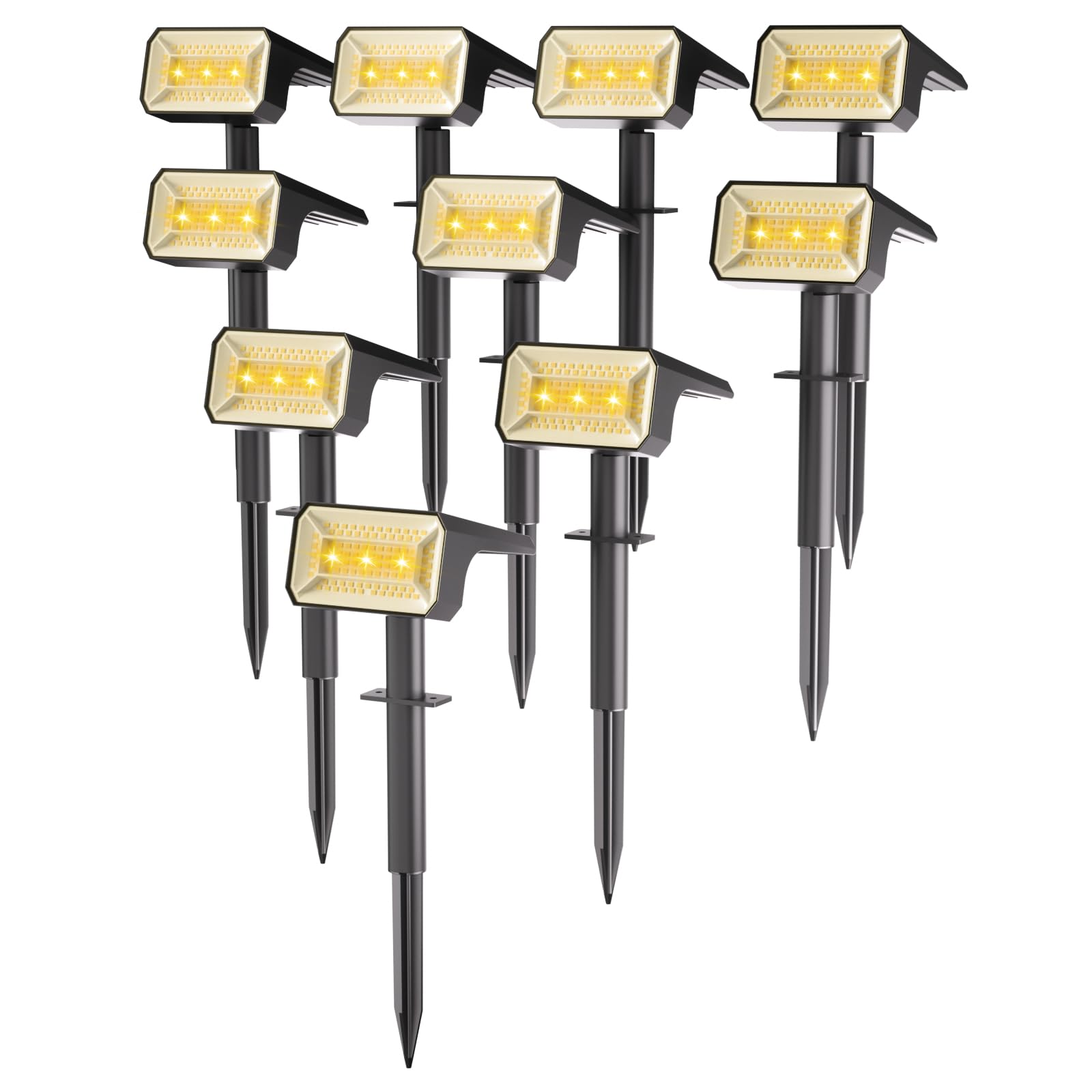 Fabrito 10 Pack Solar Spot Lights Outdoor Waterproof IP67  [108 LEDs  4 Modes] Dusk to Dawn Spotlights for All Night  2-in-1 Solar Landscape Lights for Garden  Yard  Tree  Pool  Warm White