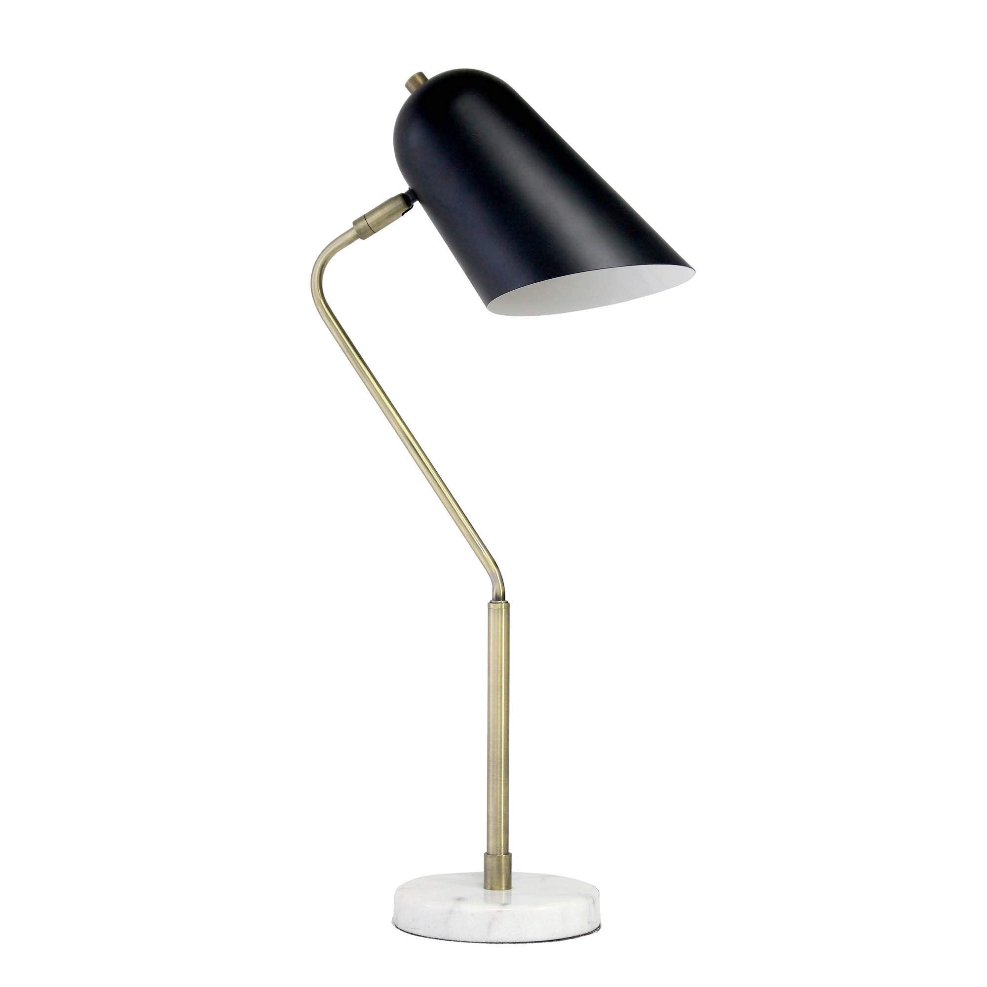 Lalia Home Studio Loft Incandescent Desk Lamp, 24-Inch, Antique Brass/Matte Black/Marble White (Lhd-5058-Ab)