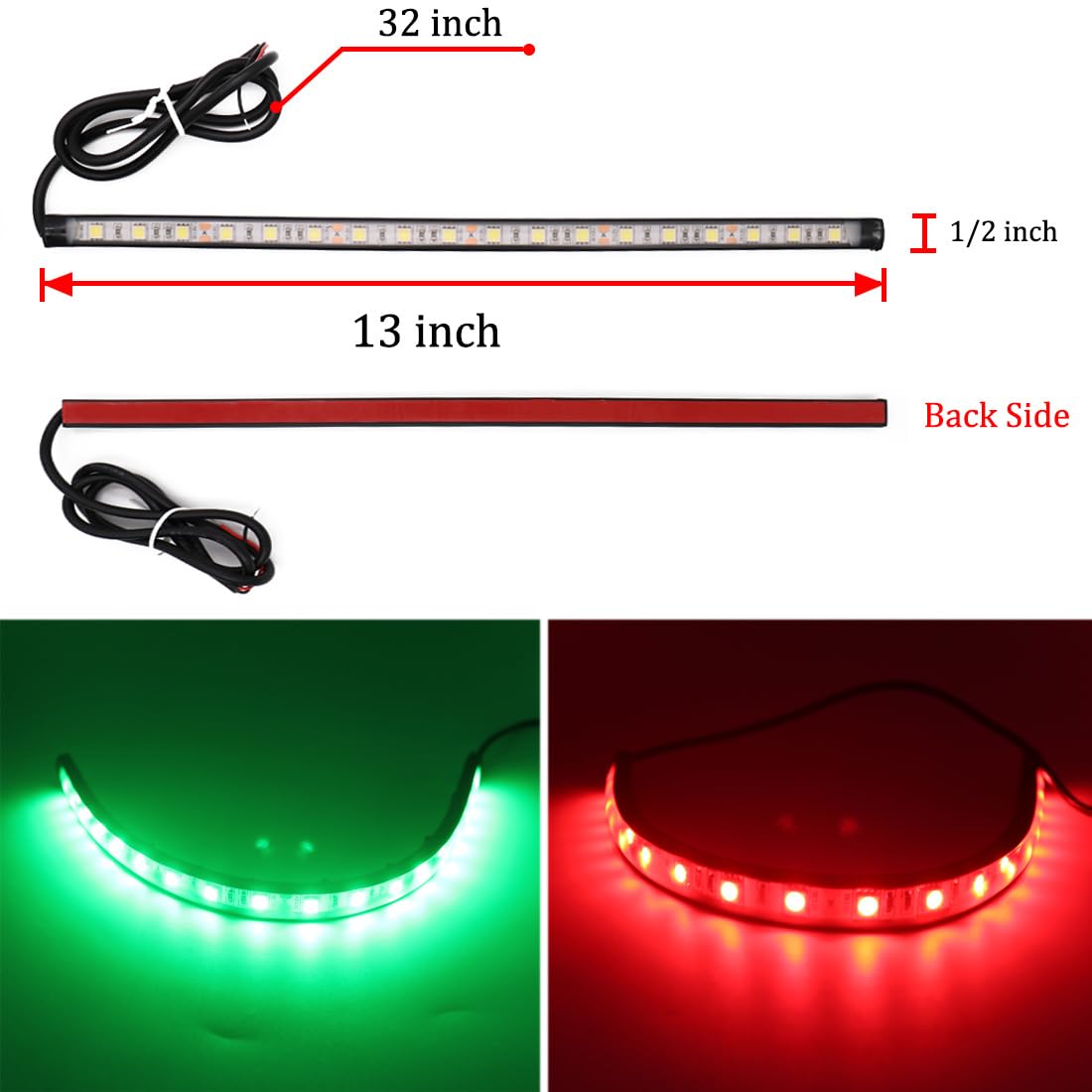 Botepon LED Navigation Lights for Boats - Red and Green Bow & Deck Lights, IP67 Waterproof, Model 2718339, Ideal for Night Fishing