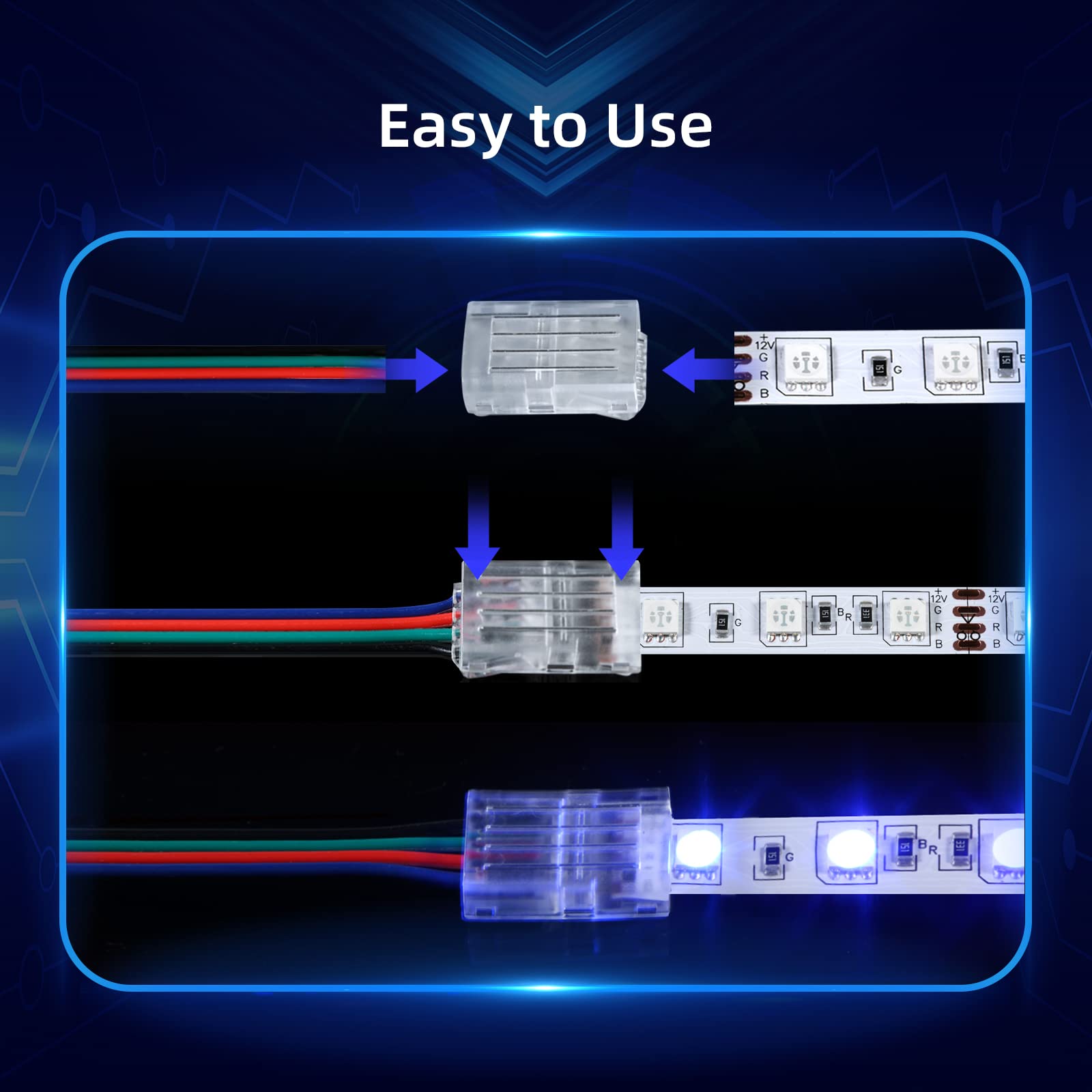 20Pcs Led Strip Connectors - Led Light Connectors, 4 Pin 10Mm Led Connectors For Strip Lights, Clear Led Light Strip Connectors,