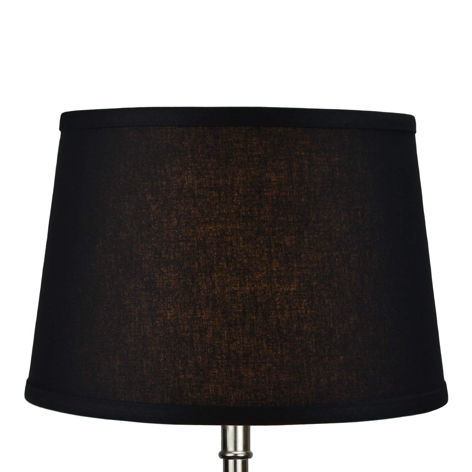 FenchelShades.com Set of 2 Fabric Lampshades 10in Top x 12in Bottom x 8in Slant Height Washer Attachment Linen Black 10-12-8-W-P
