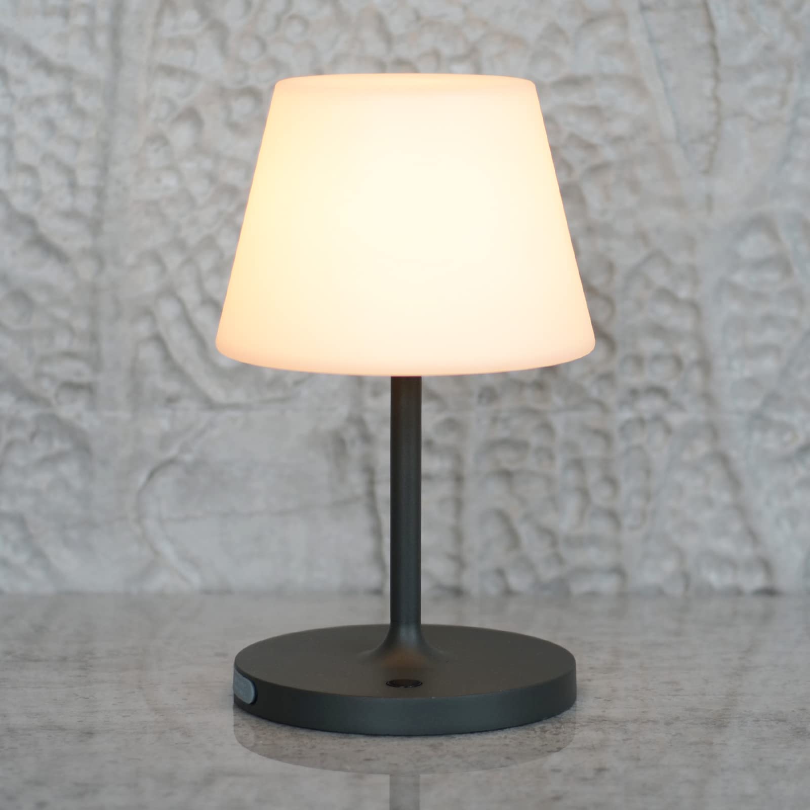 LOTITOL Outdoor Table Lamp, Cordless USB Rechargeable, 2700K LED, IP44 Waterproof, 9.6in, Dark Grey, Model LTL-3667