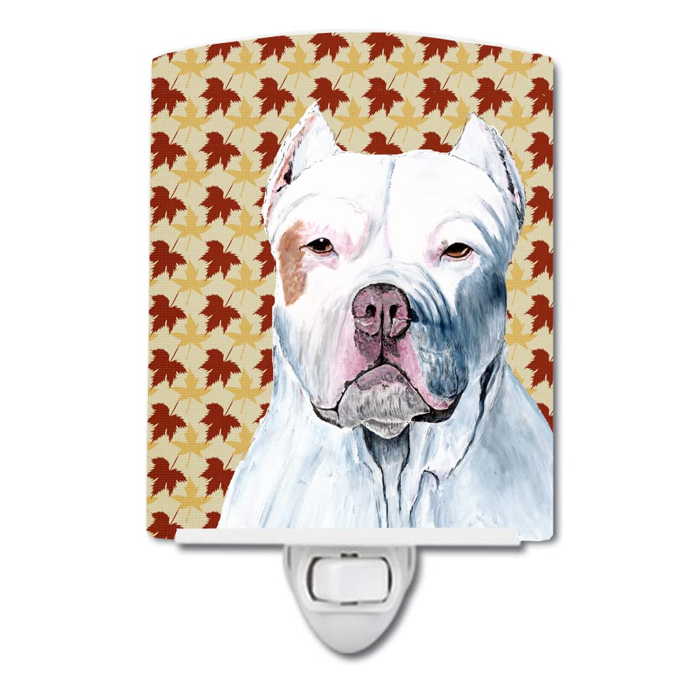 Carolines Treasures Ceramic Night Light, Pit Bull Fall Leaves, 6x4x3in, UL-Certified, Multicolor, Model SC9221CNL