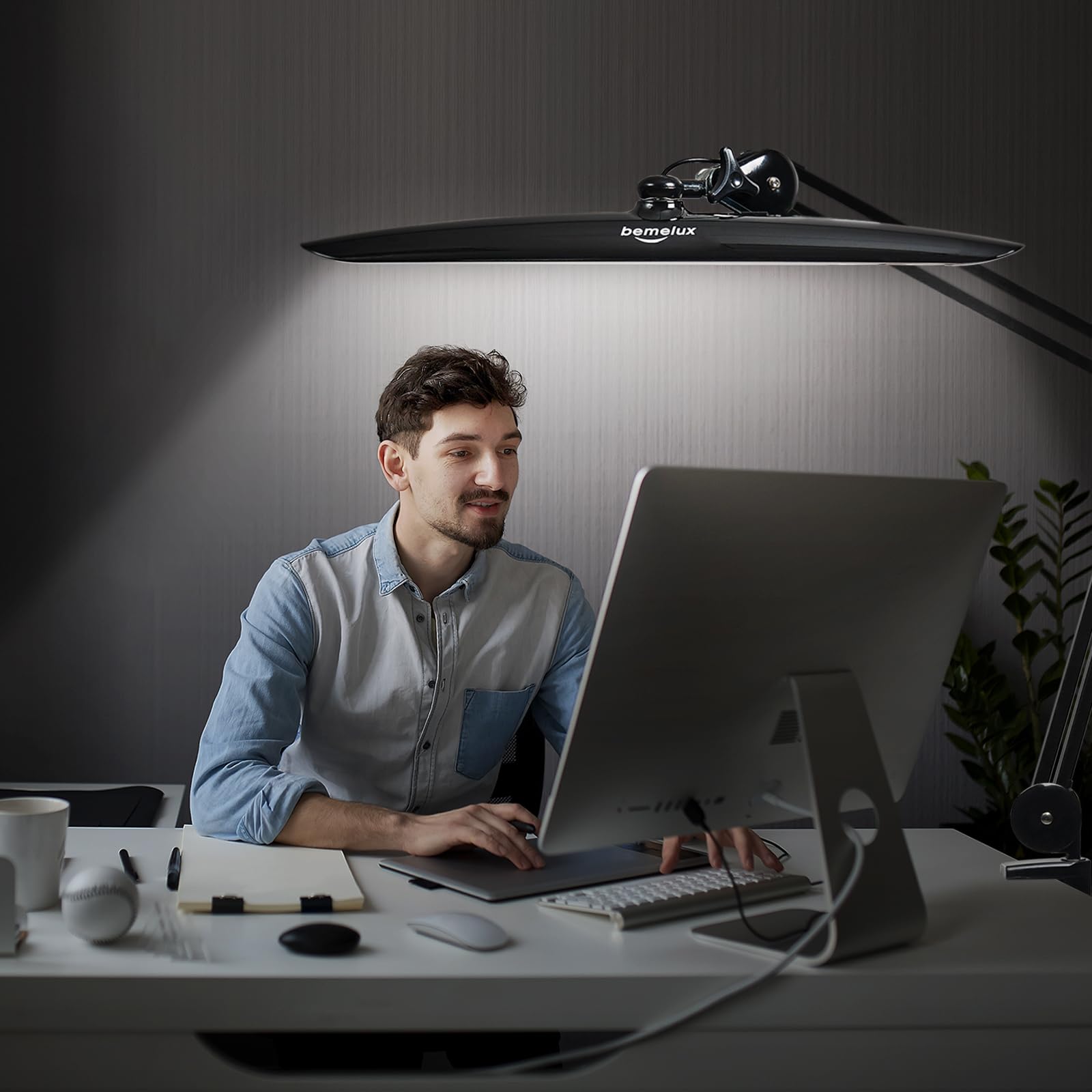 Bemelux Led Desk Lamp With Clamp, Dimming Task Lamp For Reading Desktop Office Workbench Table Architect Sewing Study Home Craft