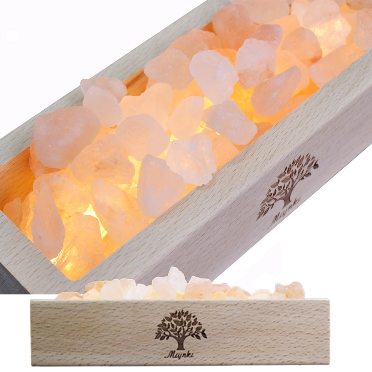Mlynkl Essential Oil Diffuser-Salt Lamp Aromatherapy Diffuser-Natural Pink Himalayan Salt Lamp 300G With Wooden Base & Warm Ligh