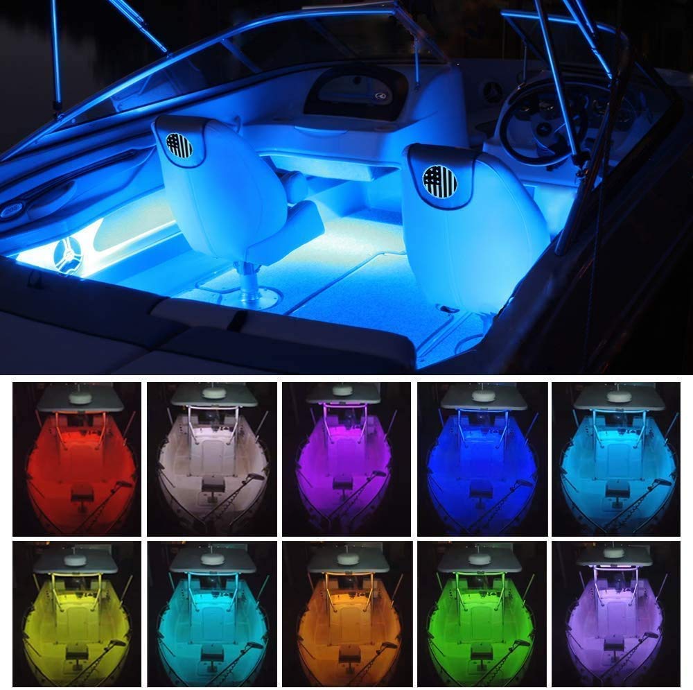 Vbakor Boat LED Strip Lights, 16.4FT Waterproof Multi-Color Marine Interior Lighting for Pontoon & Yacht