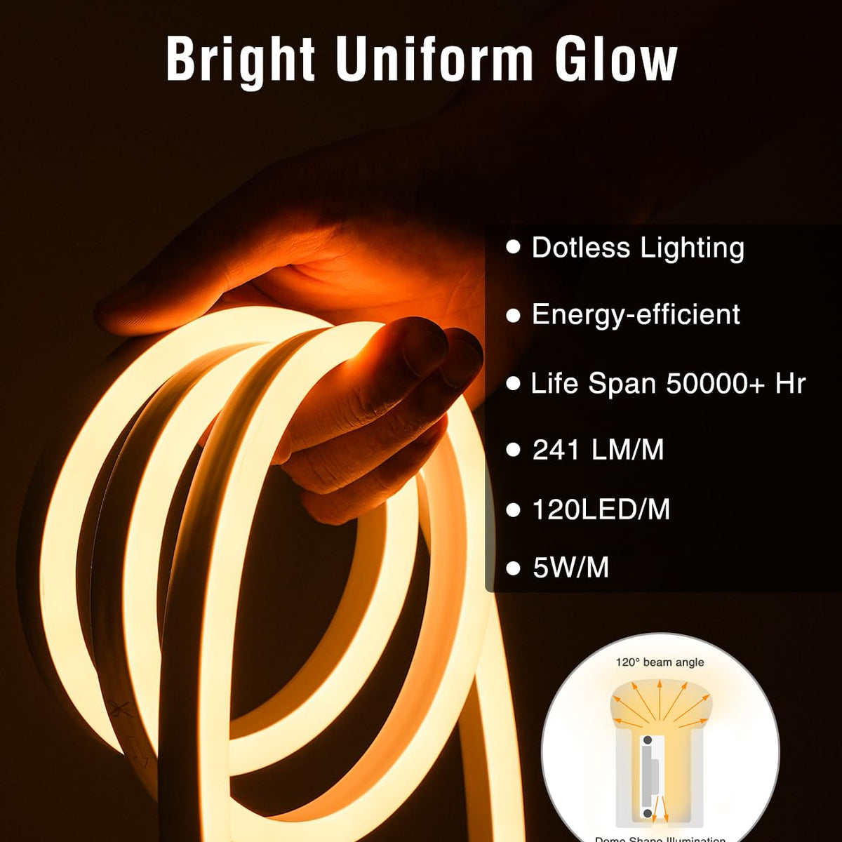 Shine Decor Led Neon Rope Lights 120Vac 120Leds/M Lum Strip Lighting E ...