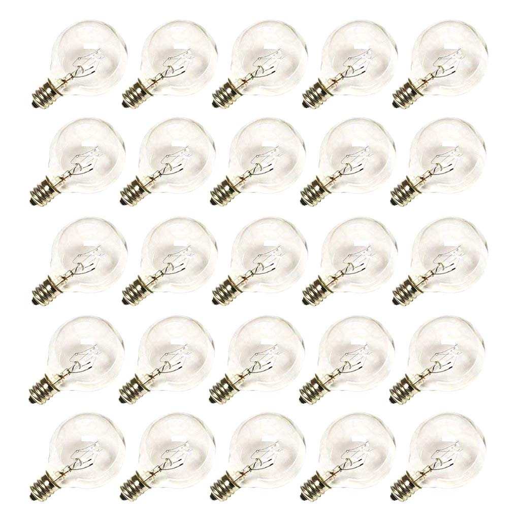 SUNSGNE G40 Clear Globe Light Bulbs 5 Watt 1.5-Inch E12 C7 Sockets 25 Pack