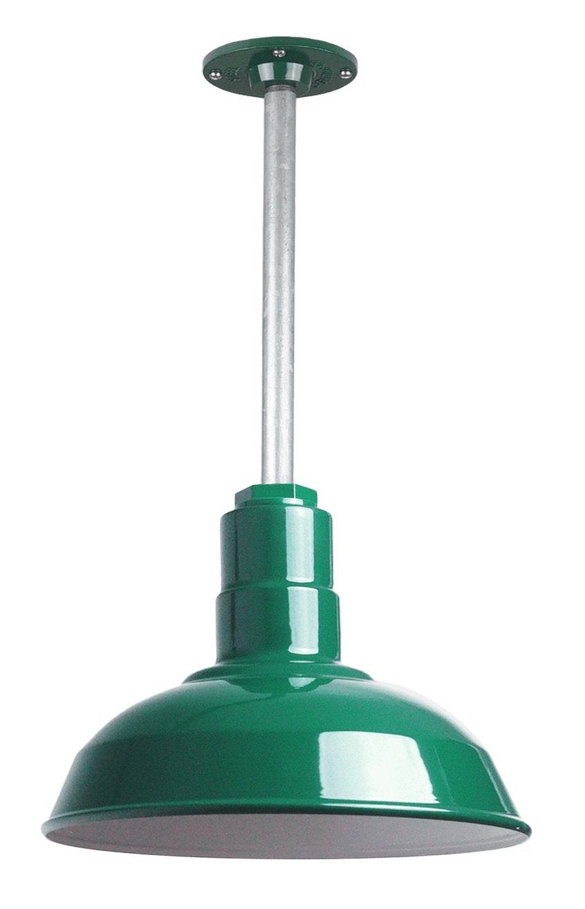 Steel Lighting Co. El Segundo Barn Light - 12in Pendant, Green Exterior, Alloy Steel, Ceiling Mounted