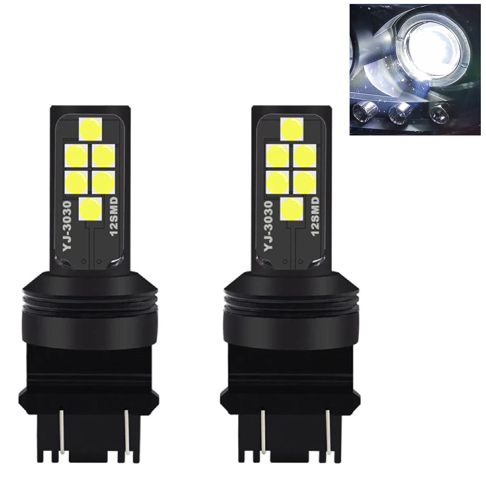 SOCAL-LED LIGHTING 3156 3157 LED Turn Signal Bulb Cool White Pack of 2 - 3030 SMD Bright Brake Lamp Parking Tail Light