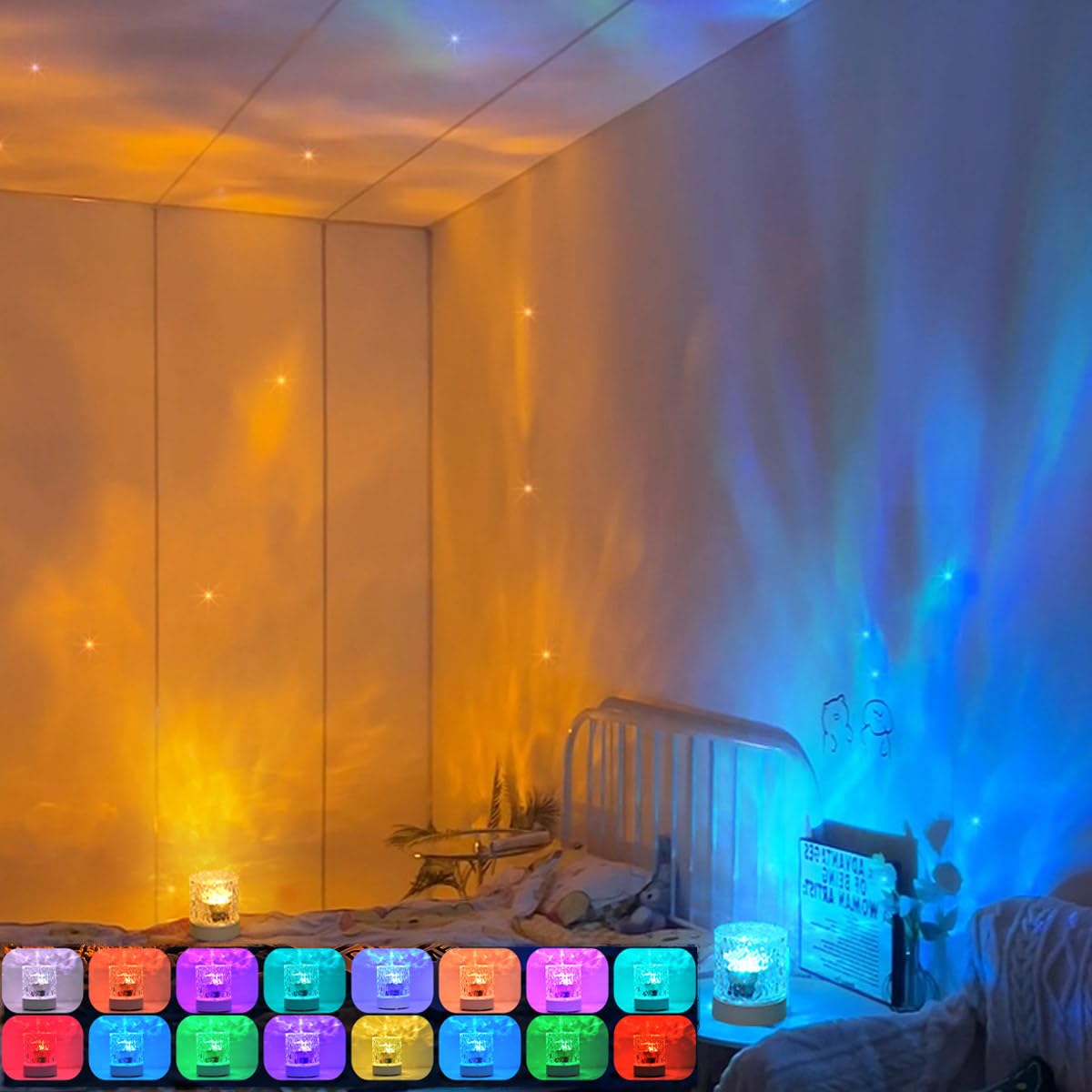 Jininq Rgb Color Changing Lamp - Ocean Wave & Northern Lights Show - Aurora Night Light