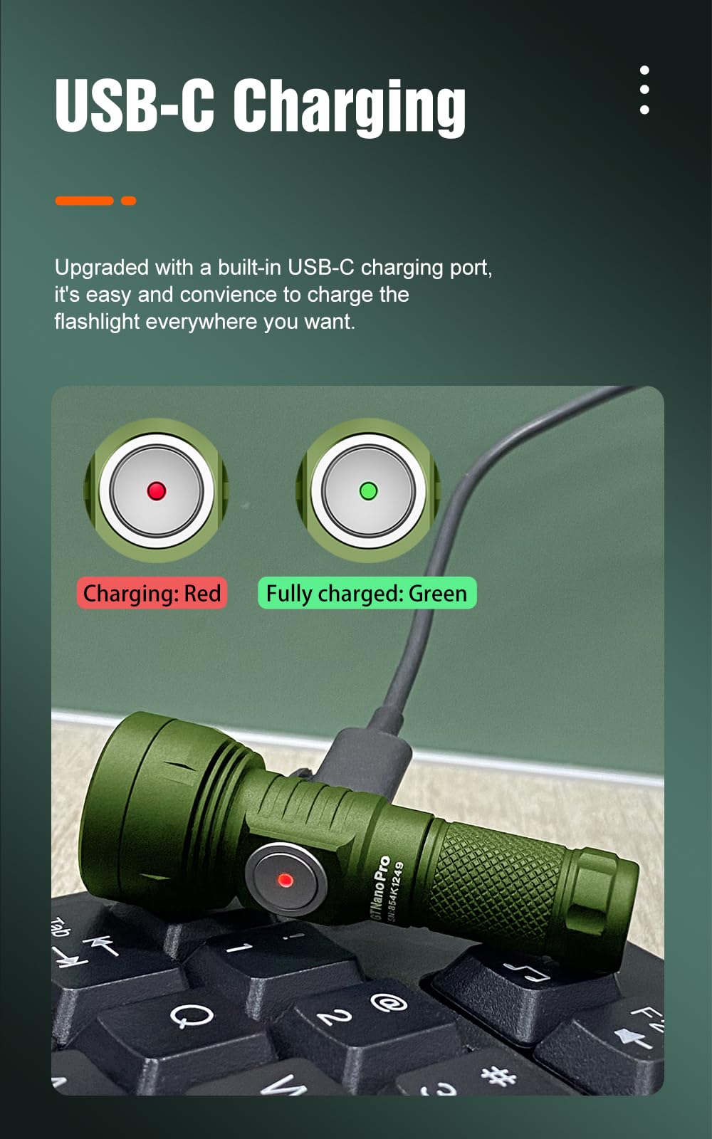 Lumintop Gt Nano Pro3.0 Keychain Flashlight 1600 Lumens Mini Flashlight 152 Meters Beam Distance, Rechargeable Battery (Green)