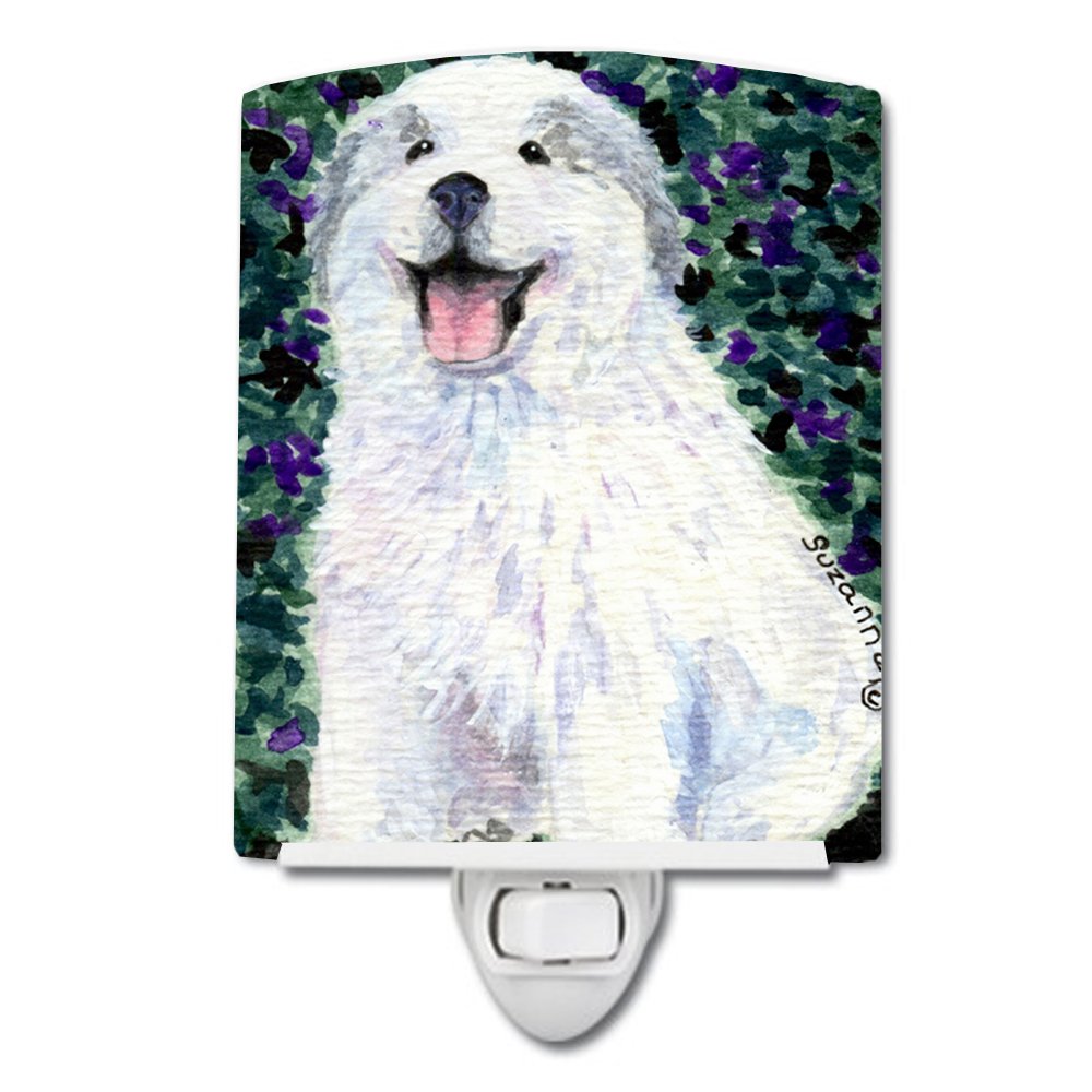 Caroline'S Treasures Ss8856Cnl Great Pyrenees Ceramic Night Light Compact, Ul-Certified, Ideal For Bedroom, Bathroom, Nursery, Hallway, Kitchen, 6X4X3, Multicolor