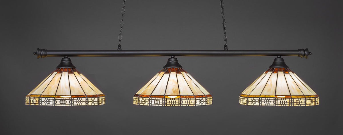 Toltec Lighting Oxford 3 Light Island In Matte Black (373-Mb-964)