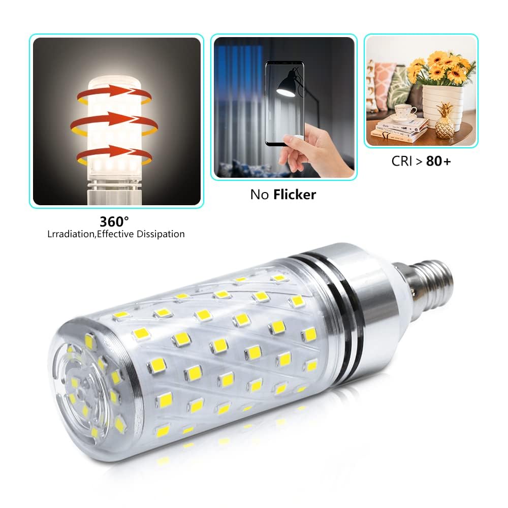 Super Bright E12 Led Bulbs, 16W 1500Lm E12 Bulb, Nature White 4000K Lights, Cri80+, 120W Incandescent Bulb Equivalent, E12 Base