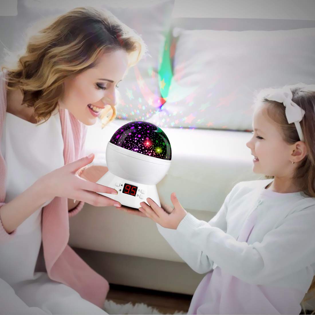 Mokoqi Star Night Light Projector For Kids With Timer - Glow In The Dark Stars And Moon, Best Gift For 1-14 Years Old