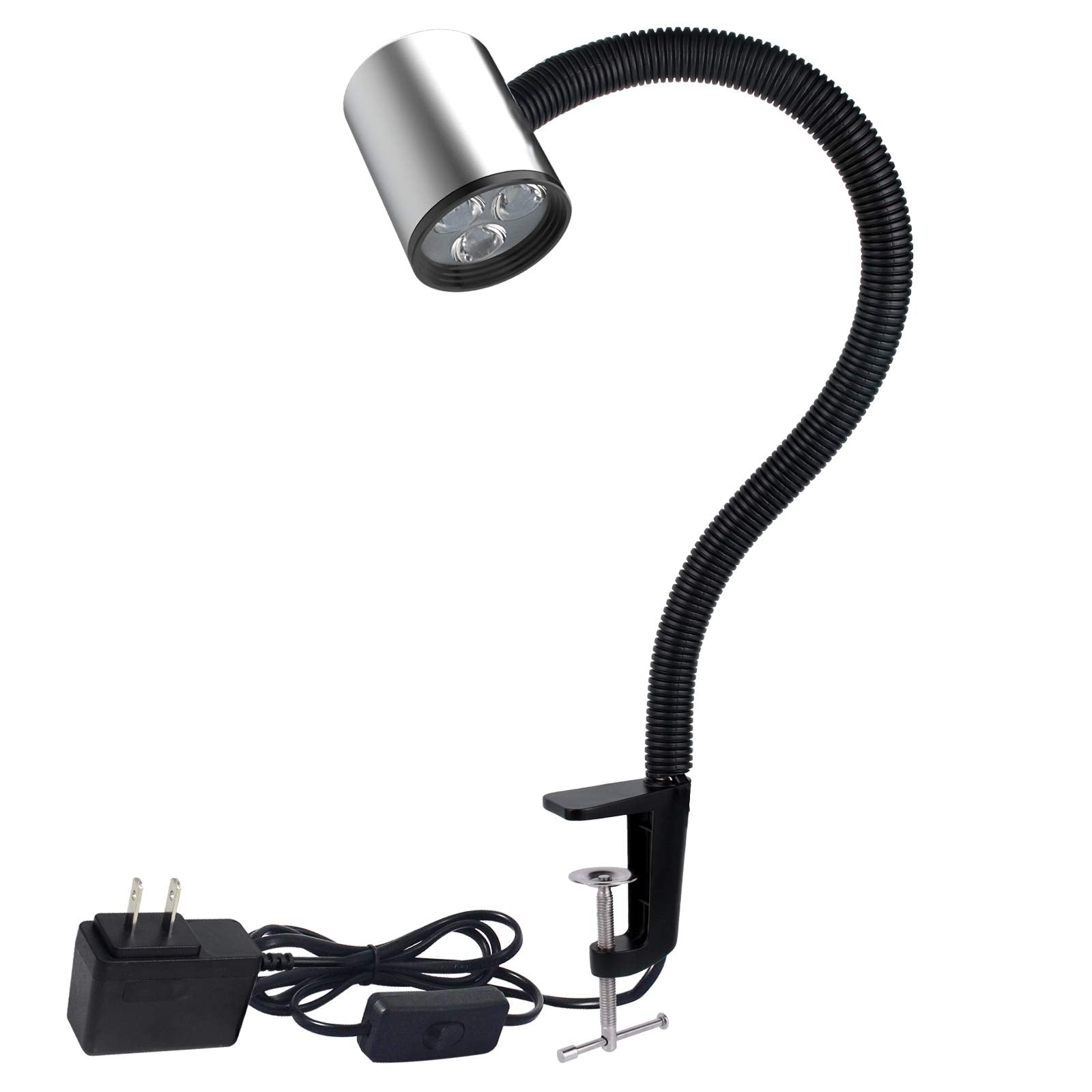 Led C Clamp Work Light IP65 Water Proof Flexible Gooseneck lamp 900 Lumens 120 Volt for Machine Lathe Milling Drill Press Indust
