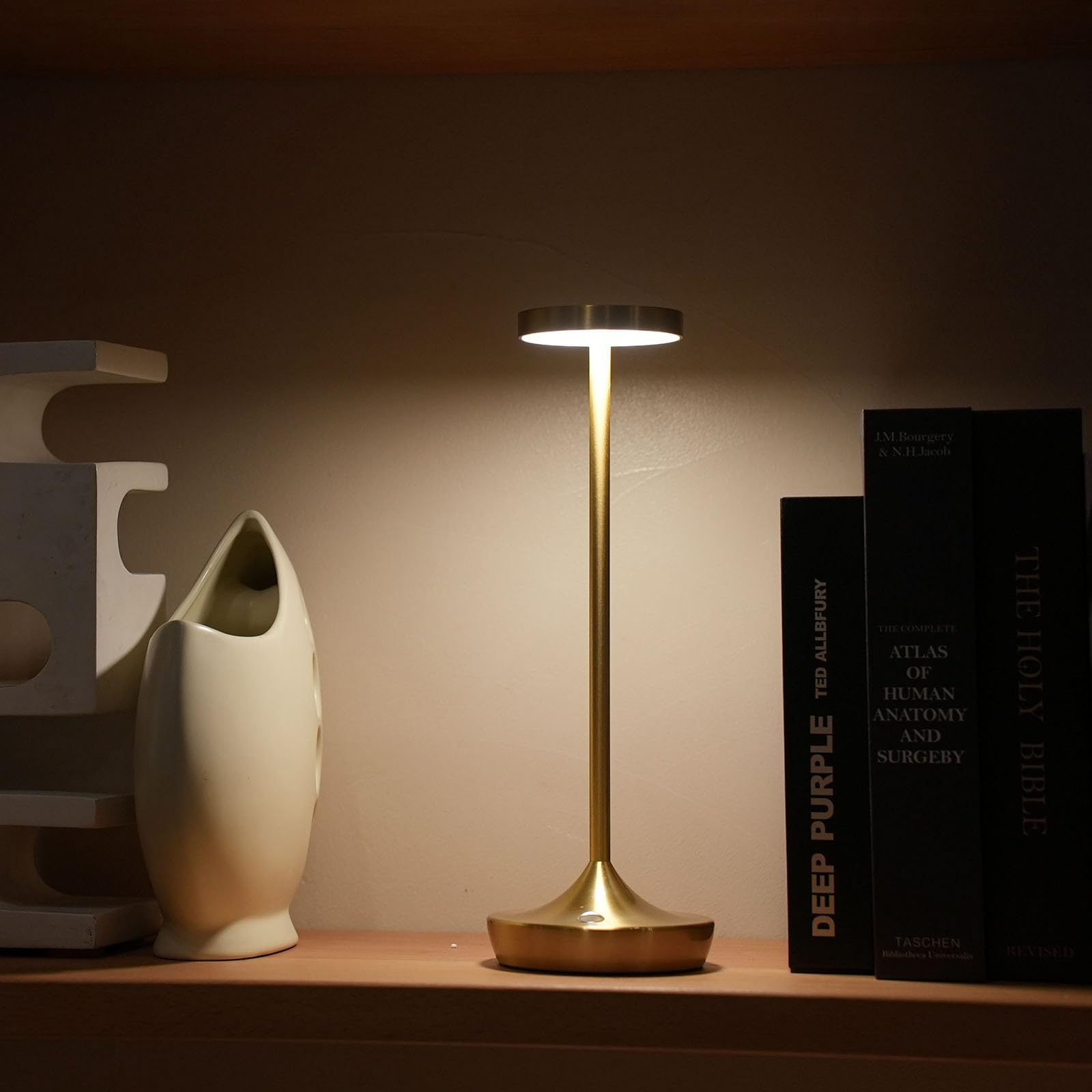 Tpczqj 2 Pack LED Cordless Table Lamps - Rechargeable, Touch Control, Waterproof, Bronze