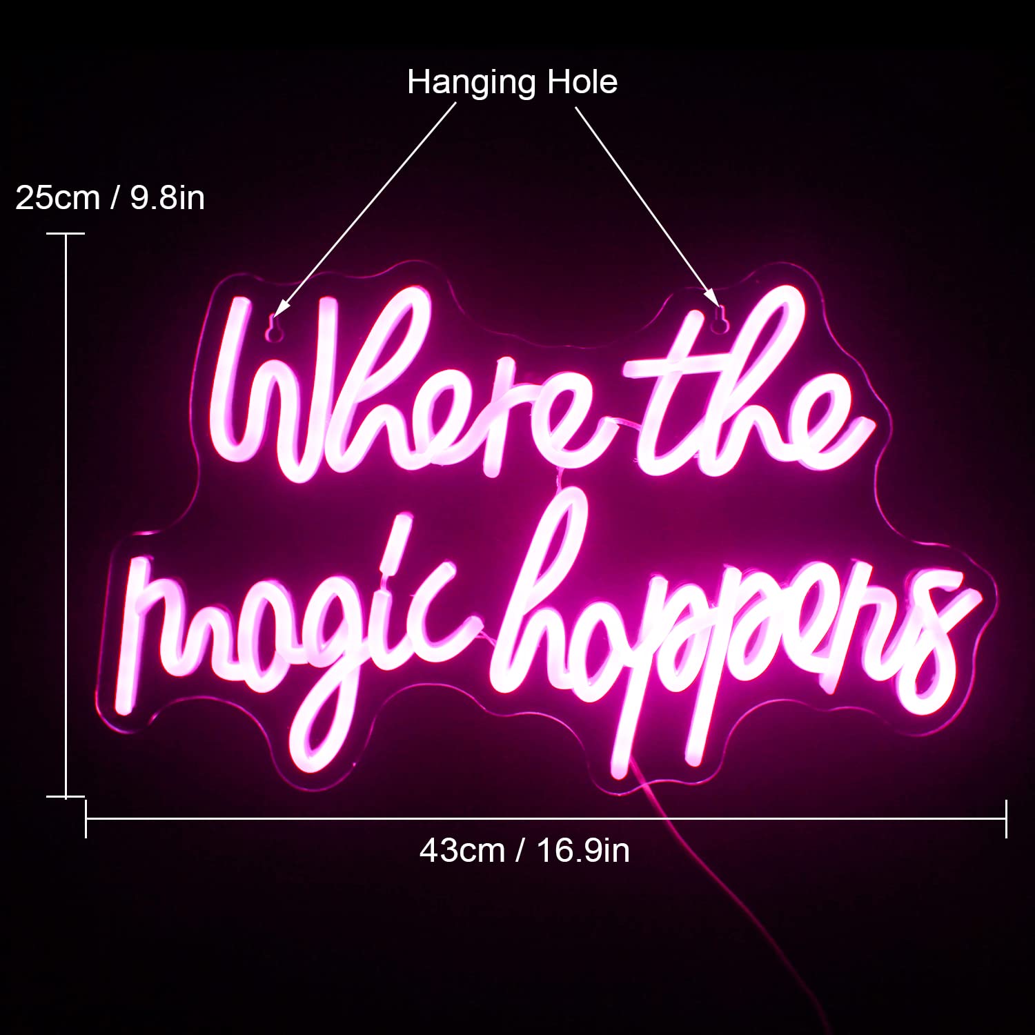 FAXFSIGN Neon Sign - Pink LED Light for Wall Decor, 43 x 25 cm, USB Powered, Indoor Use, Perfect for Bedroom, Salon, Wedding, and Parties
