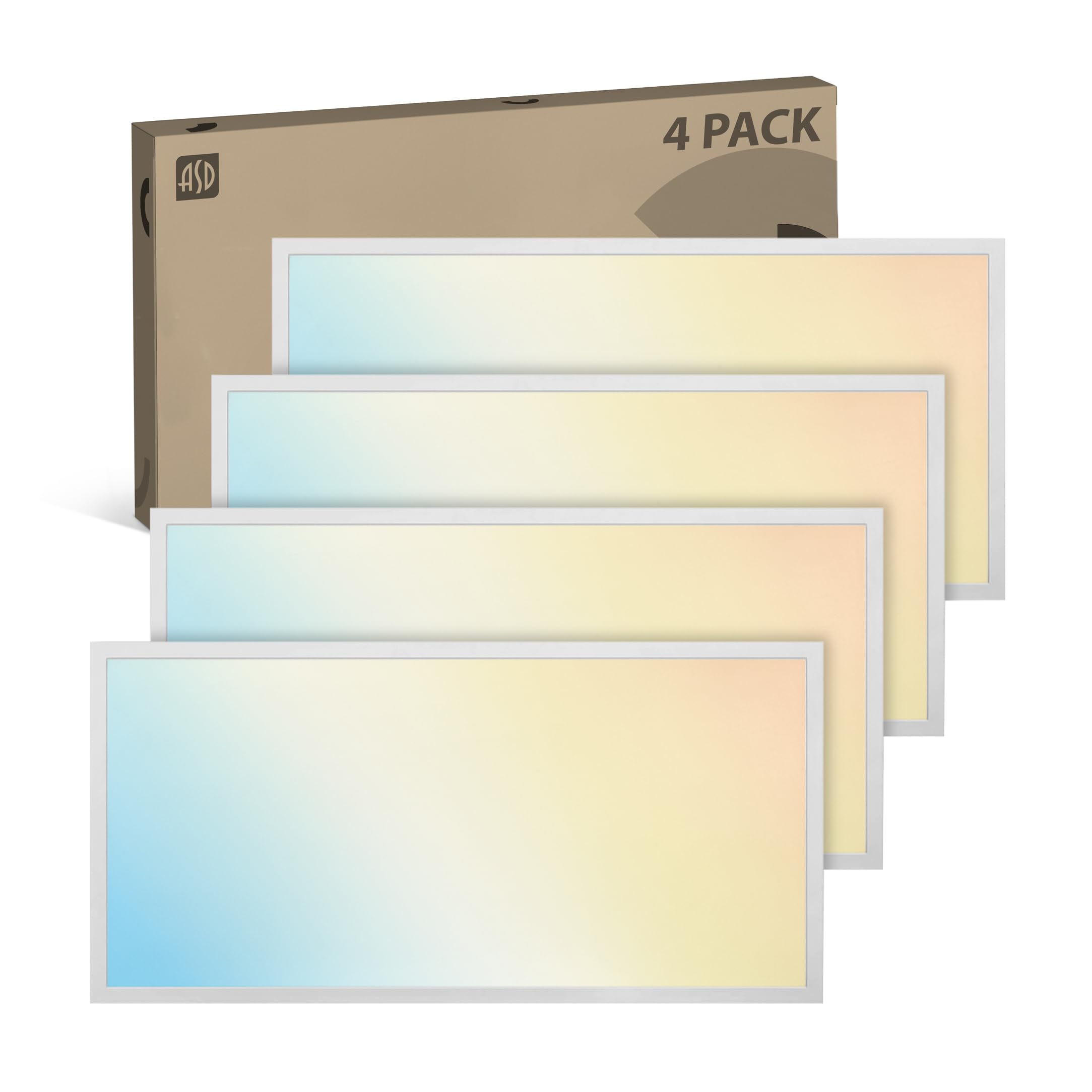 ASD 4 Pack 2x4 LED Flat Panel Light - 30/40/50W UL DLC | 6341LM 3500K 4000K 5000K Selectable Dimmable 2x4 LED Drop Ceiling Light