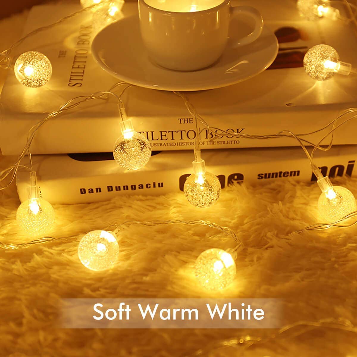 YoTelim Battery Operated Globe String Lights, 80 LED, 33 FT, Warm White, Waterproof, 8 Modes with Remote Control
