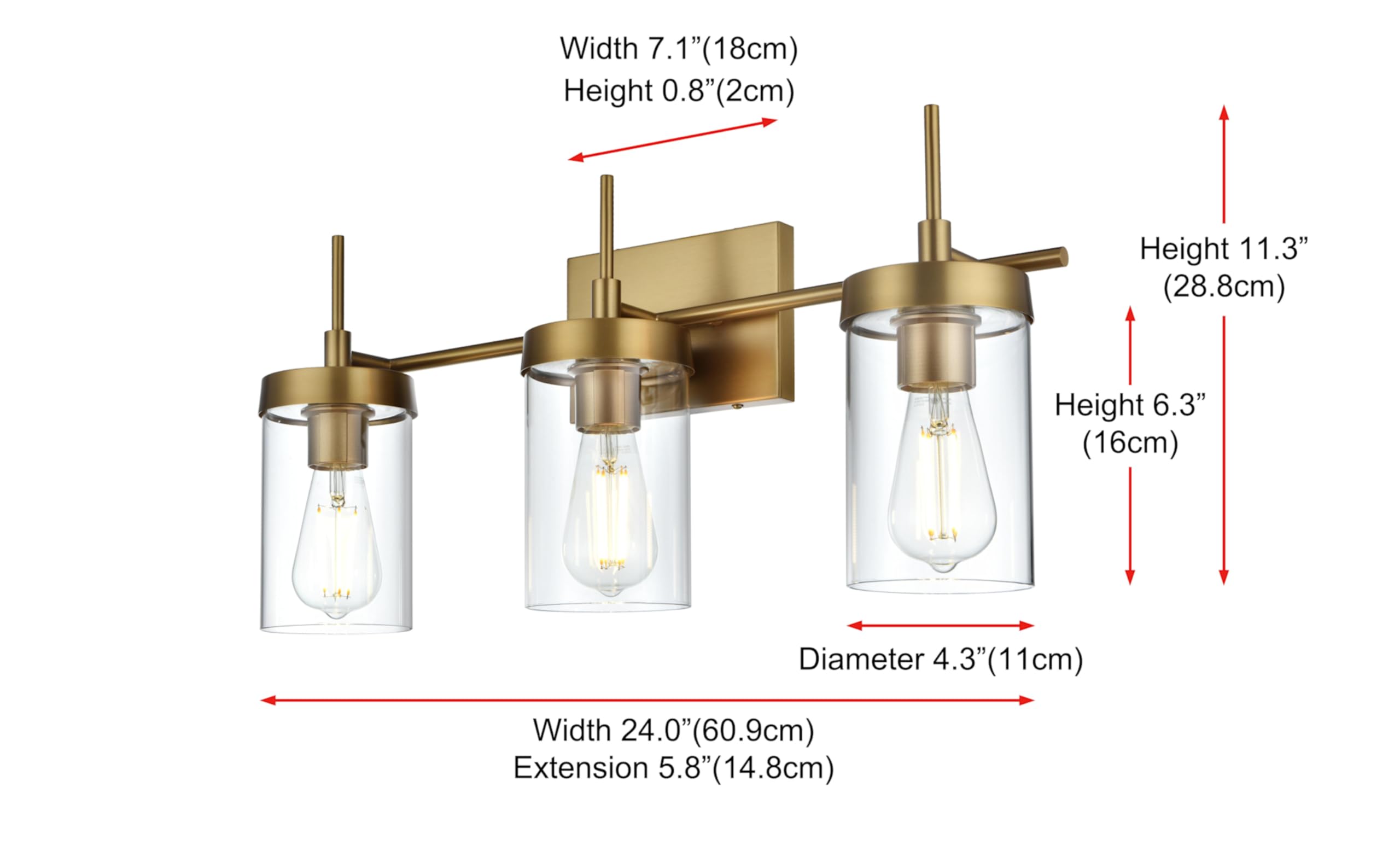 Living District Benny 3-Light Iron & Glass Bath Sconce in Chrome/Clear