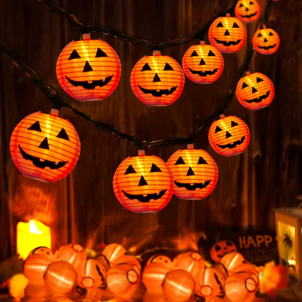 Pallerina Pumpkin Lantern 8.5FT Pumpkin String Lights with 10 Pumpkin Lights, Halloween Lantern for Holiday Decorations, Jack O Lanterns String Lights for Party Outdoor Indoor Doors Christmas Decors