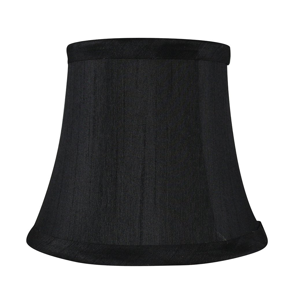 Meriville Set Of 5 Black Faux Silk Chandelier Lamp Shades - Softback Bell Shape, Clip-On Fitter For Candelabra Bulbs, 4'' X 6''