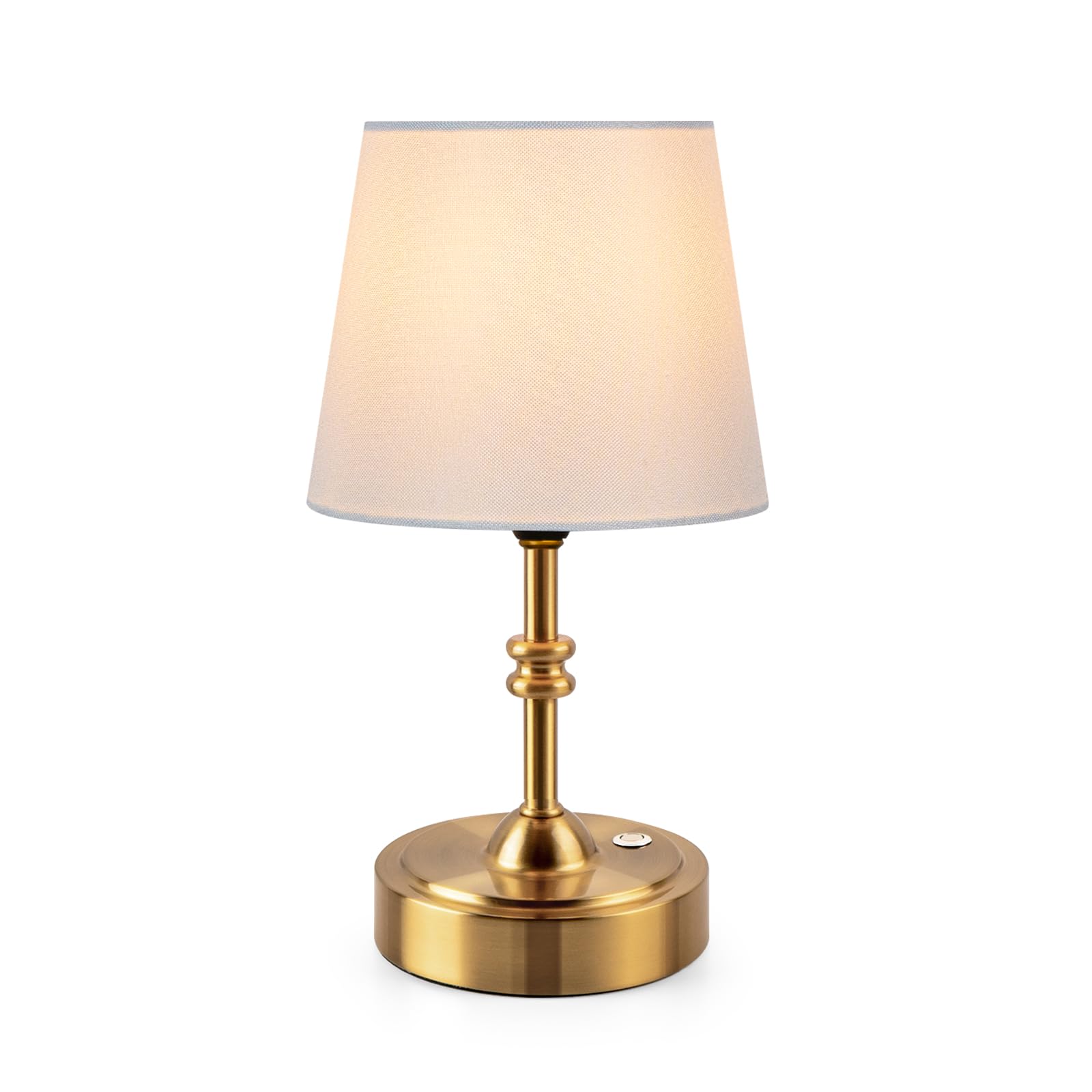 Onewish Small Cordless Lamp Dimmable-Battery Operated Table Lamp, 4000Mah Rechargeable, Touch Bedside Lamp With White Fabric Sha