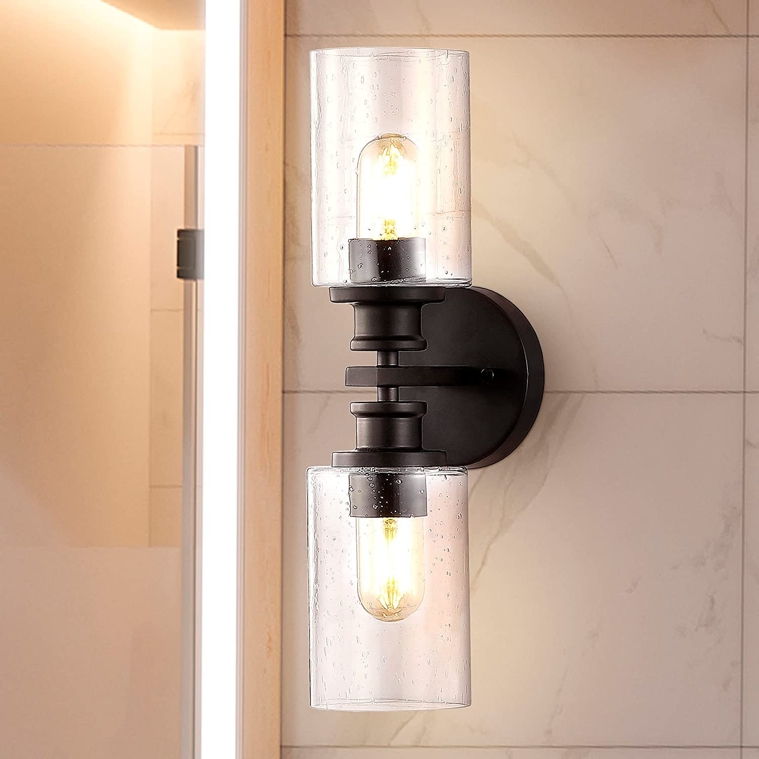 JONATHAN Y 2-Light Vanity Light, 16.5in Cylinder, Oil Rubbed Bronze, Metal, Model JYL7577B, Farmhouse Contemporary Design