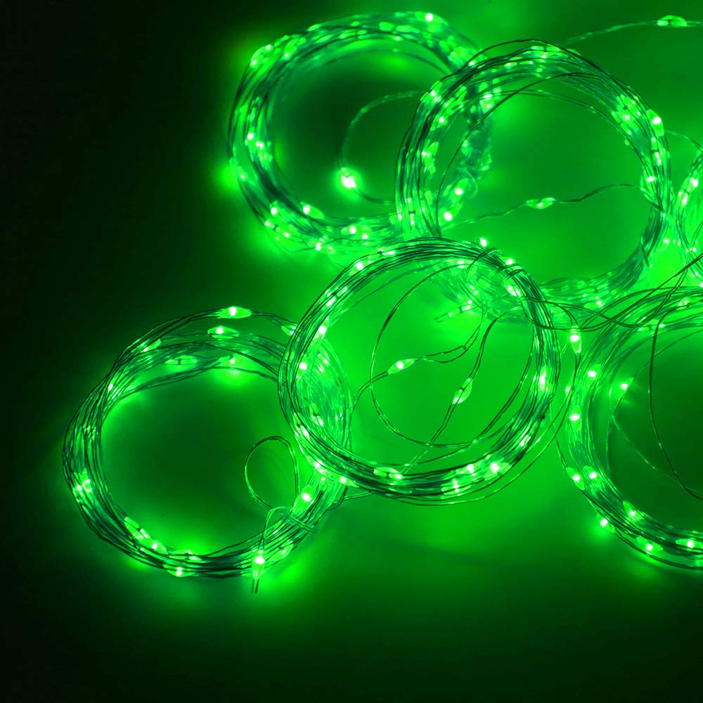 Vicila 300 LED Curtain Lights, Green Fairy Lights with Remote Control, USB Power, 8 Lighting Modes, 9.8ft x 9.8ft, Model CCL 07