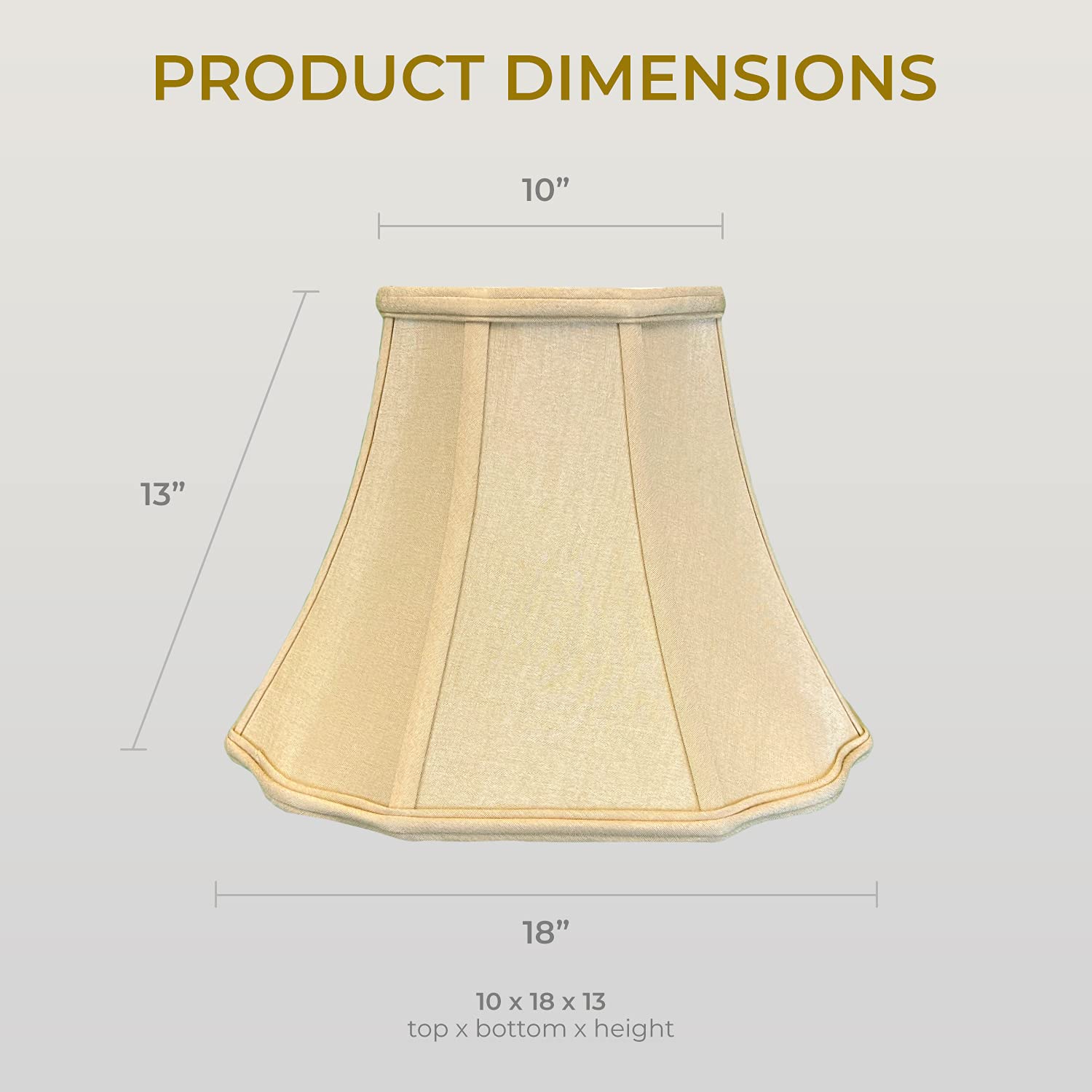 Royal Designs, Inc. Flare Bottom Lamp Shade, 10 x 18 x 13, Fabric, Antique Gold, 2-Pack, Model BSO-701-18AGL-2